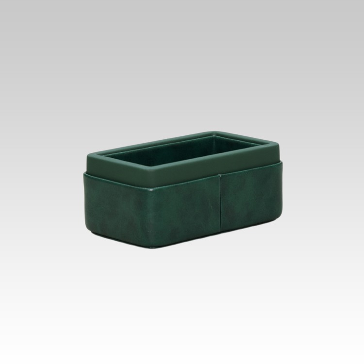 Visiting Card Holder for Desk | Faux Leather | Rectangular | Moderno | Olive Green