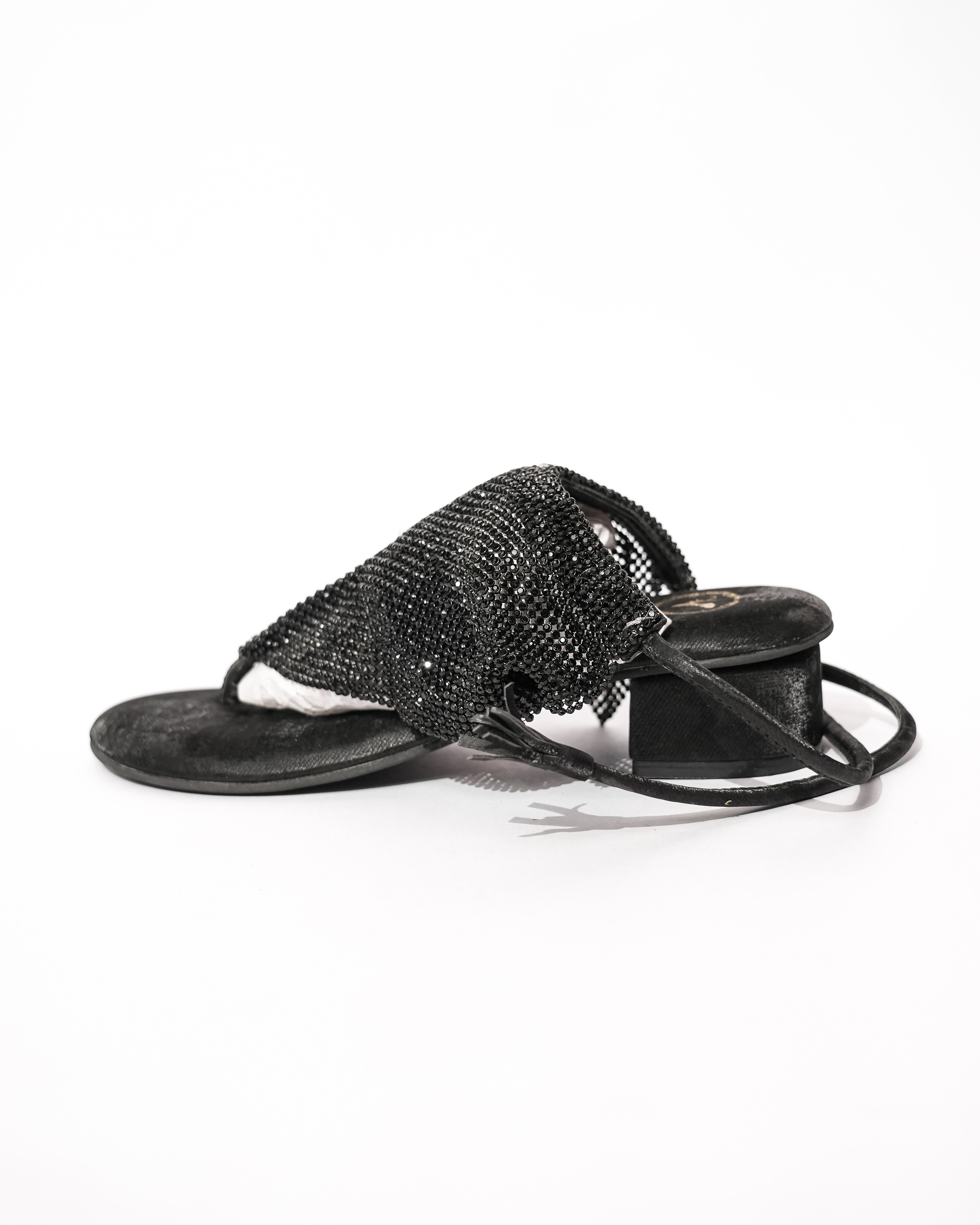BLACK JELLY MESH HEELS
