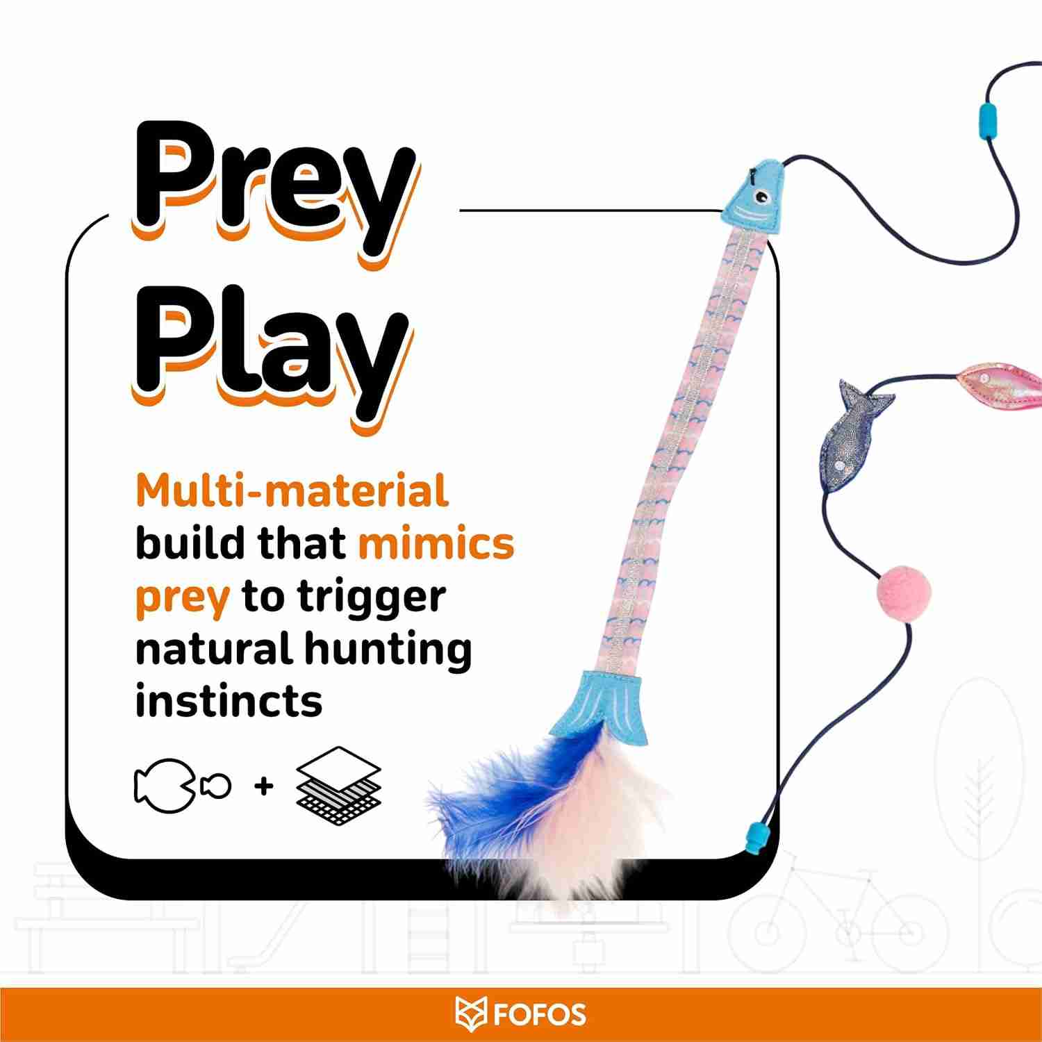 Fofos Sardine Wand Cat Toy, Pack of 2