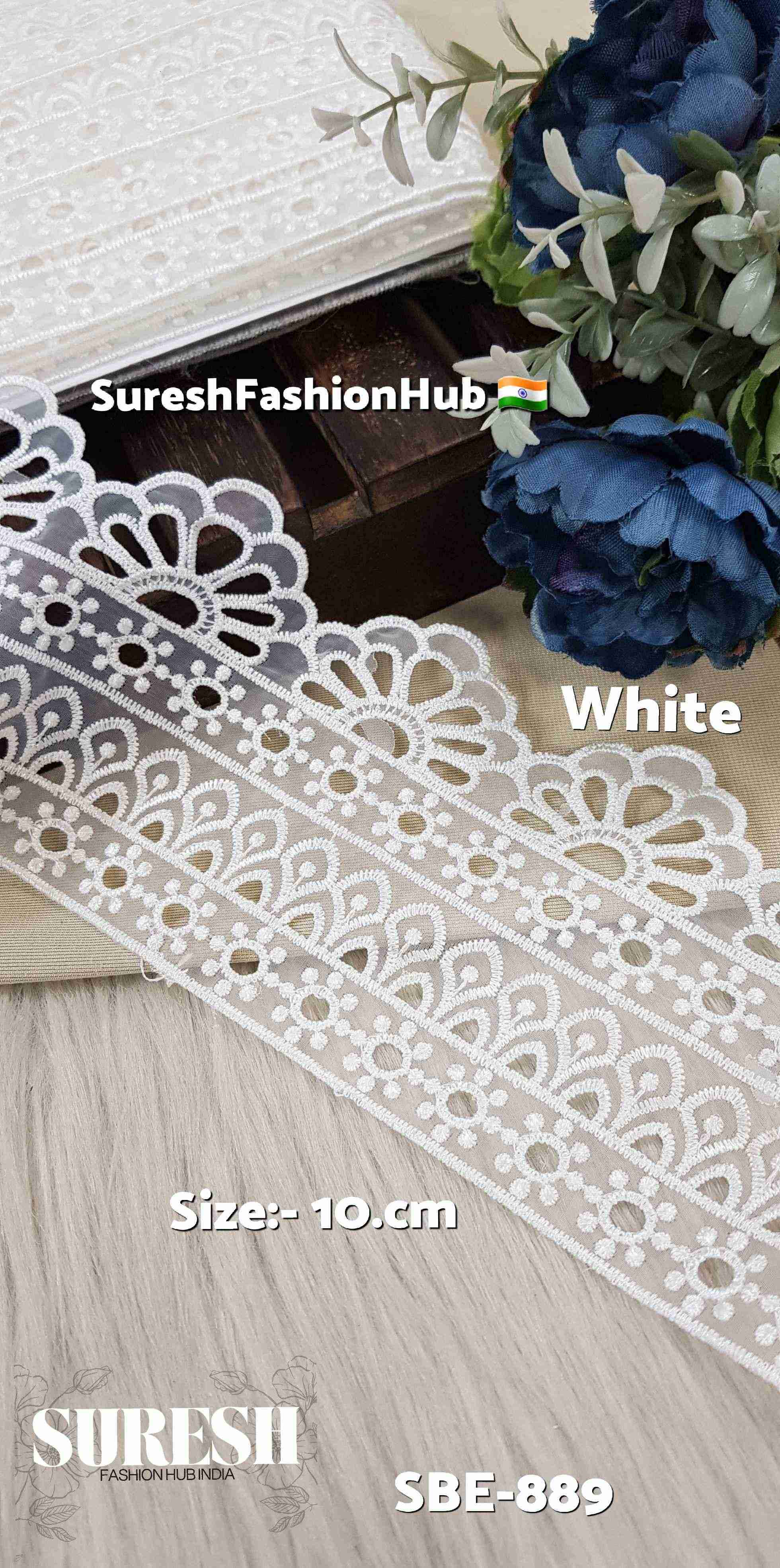  Elegant Bloom White Organza Cutwork Lace