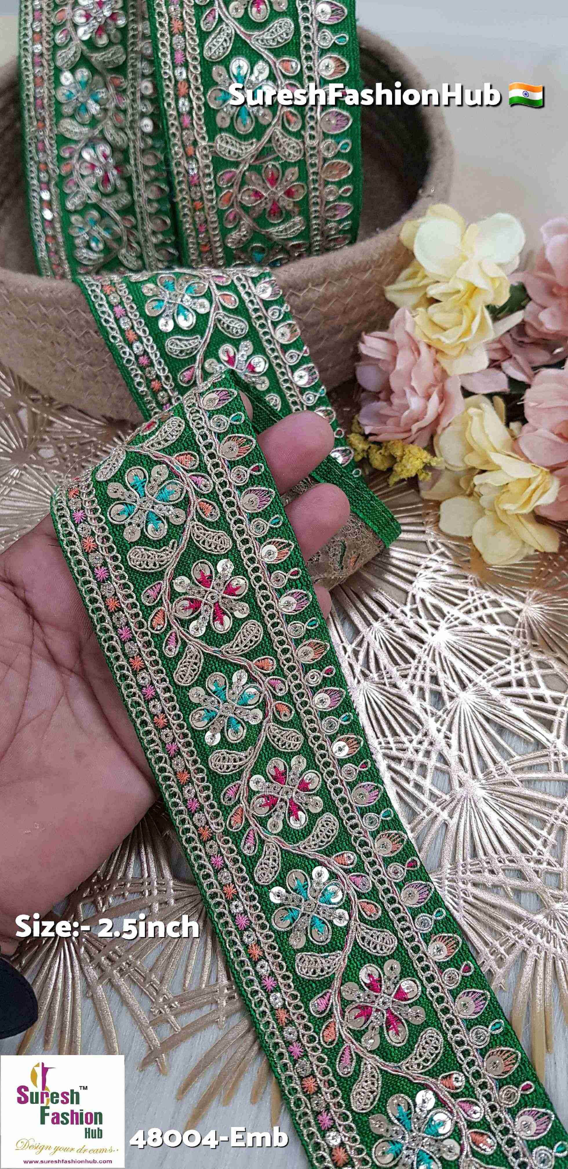 Green Sabya Garden Floral Embroidery Lace