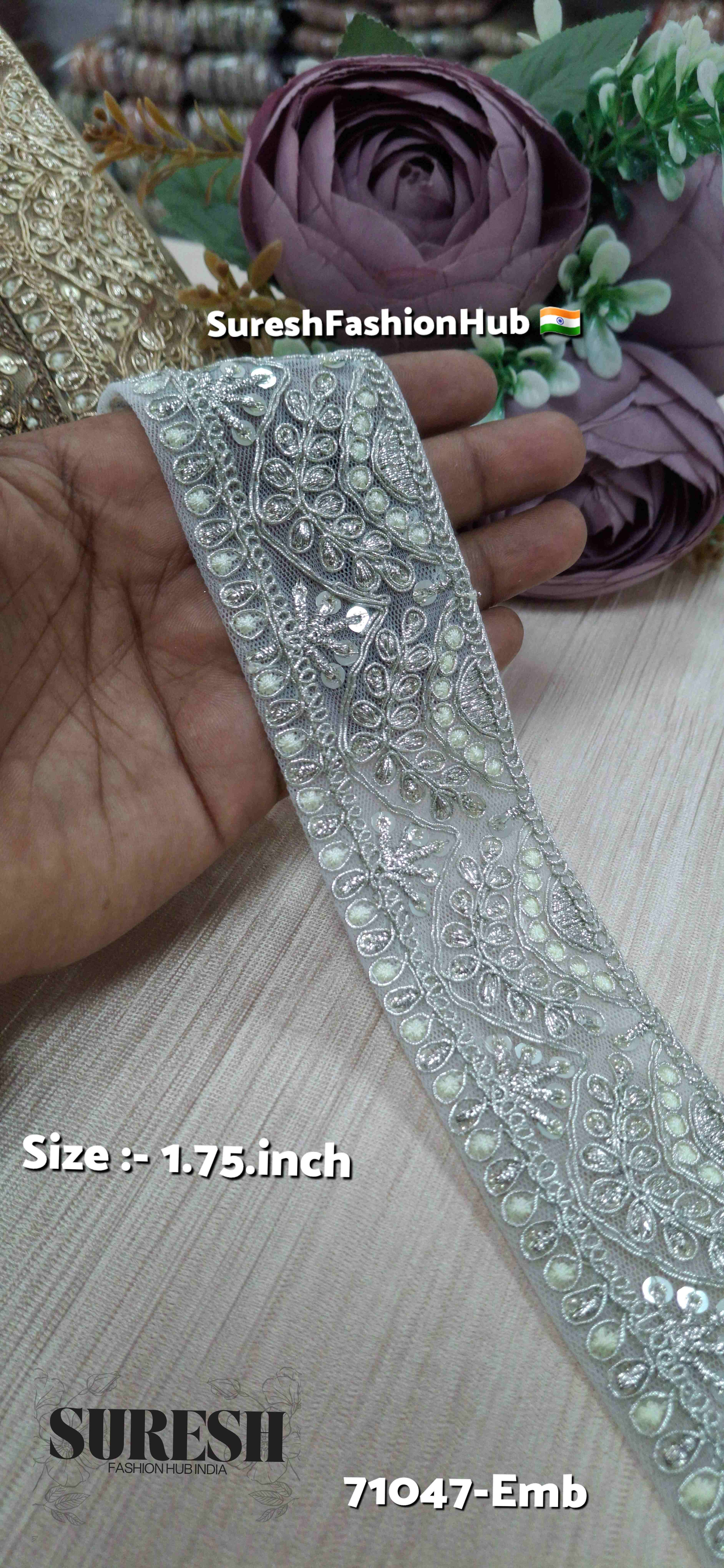 Water Silver Radiance Embroidery Lace