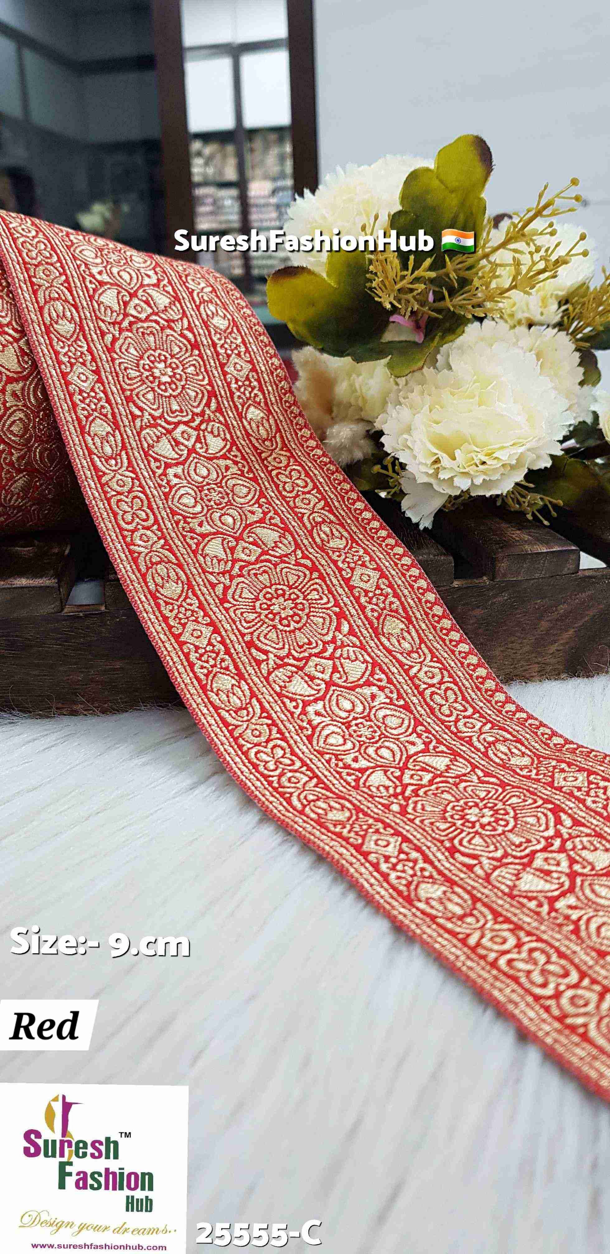 Red Golden Banarasi Lace