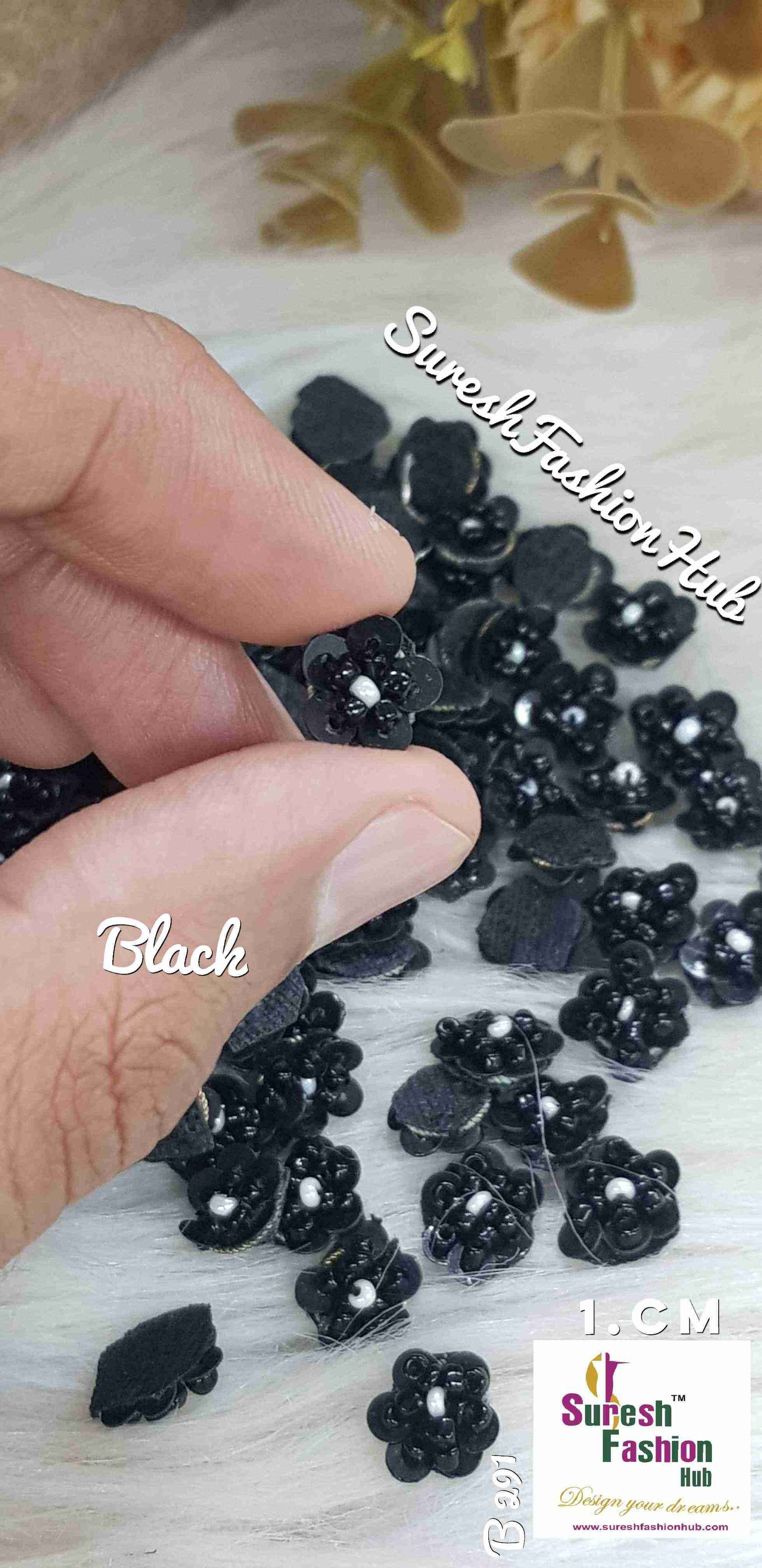 Black Beads Floral Elegance Hand-Stitched Butties Pack