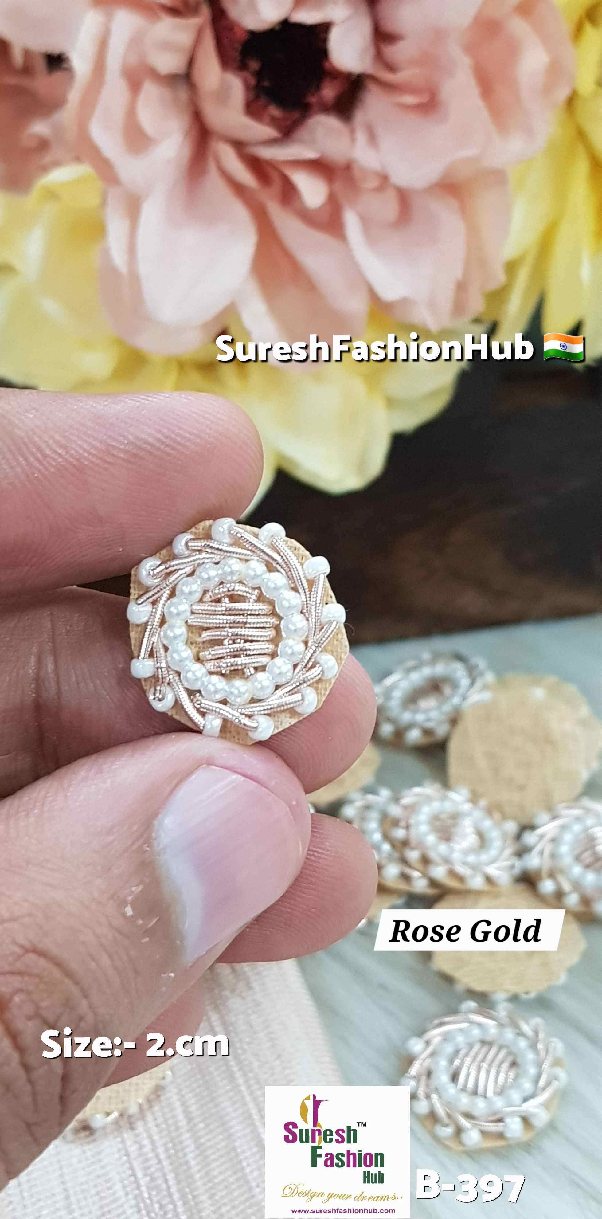 Rose Radiance Pearl Zardosi Round Buttie