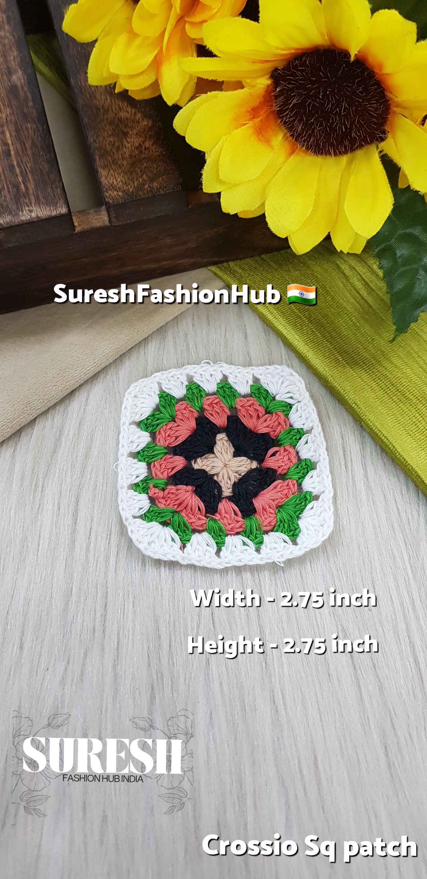 Cr-1 Handmade Crosio Square Patch (White)
