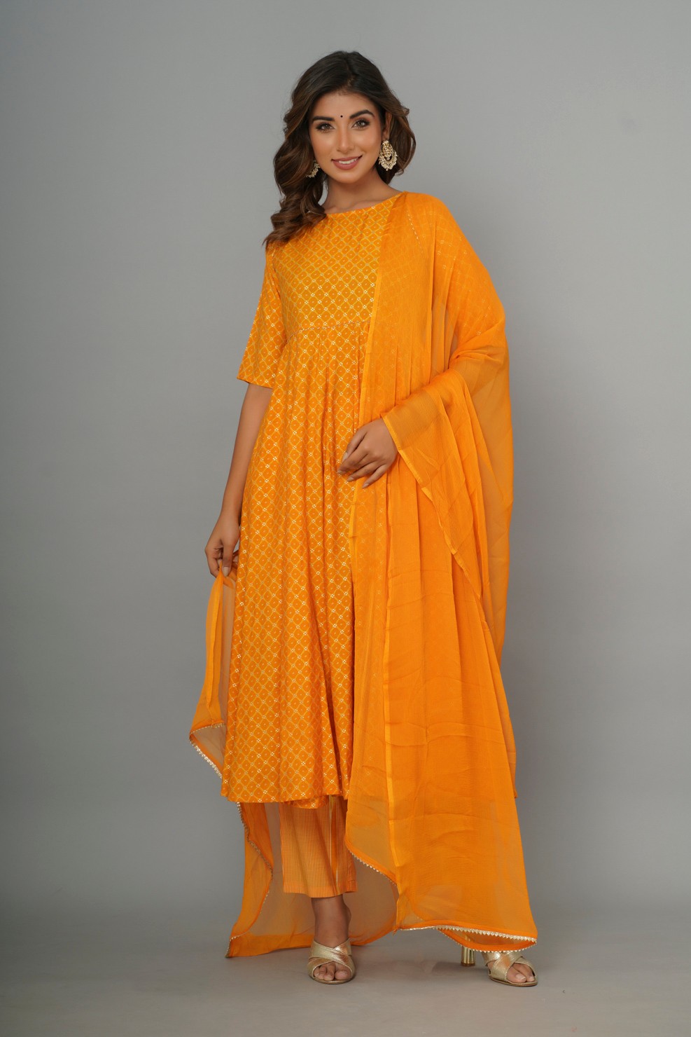 Yellow  Ethnic Motifs Kurta Set With Dupatta