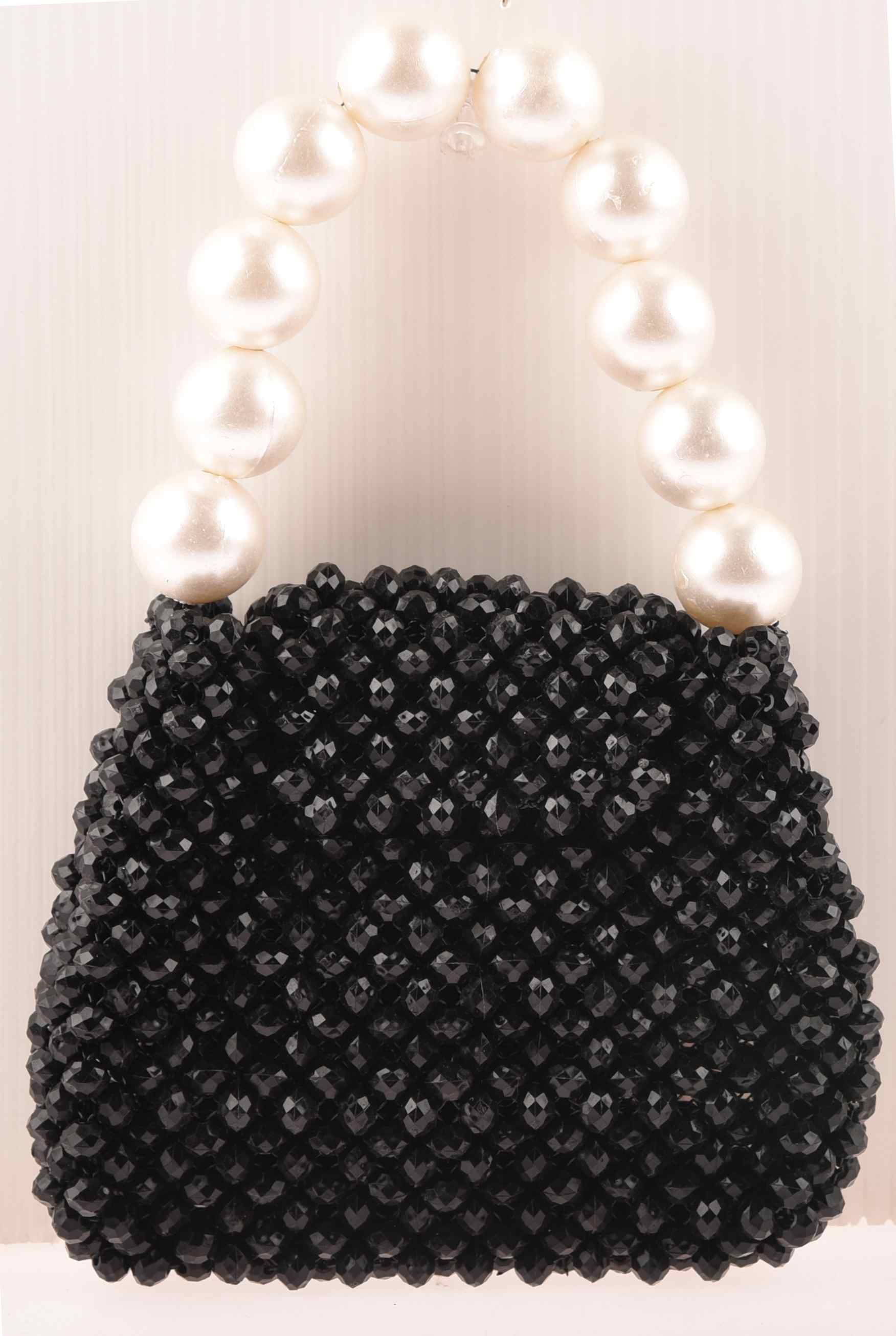 Black Mini Bag with Pearl Handle