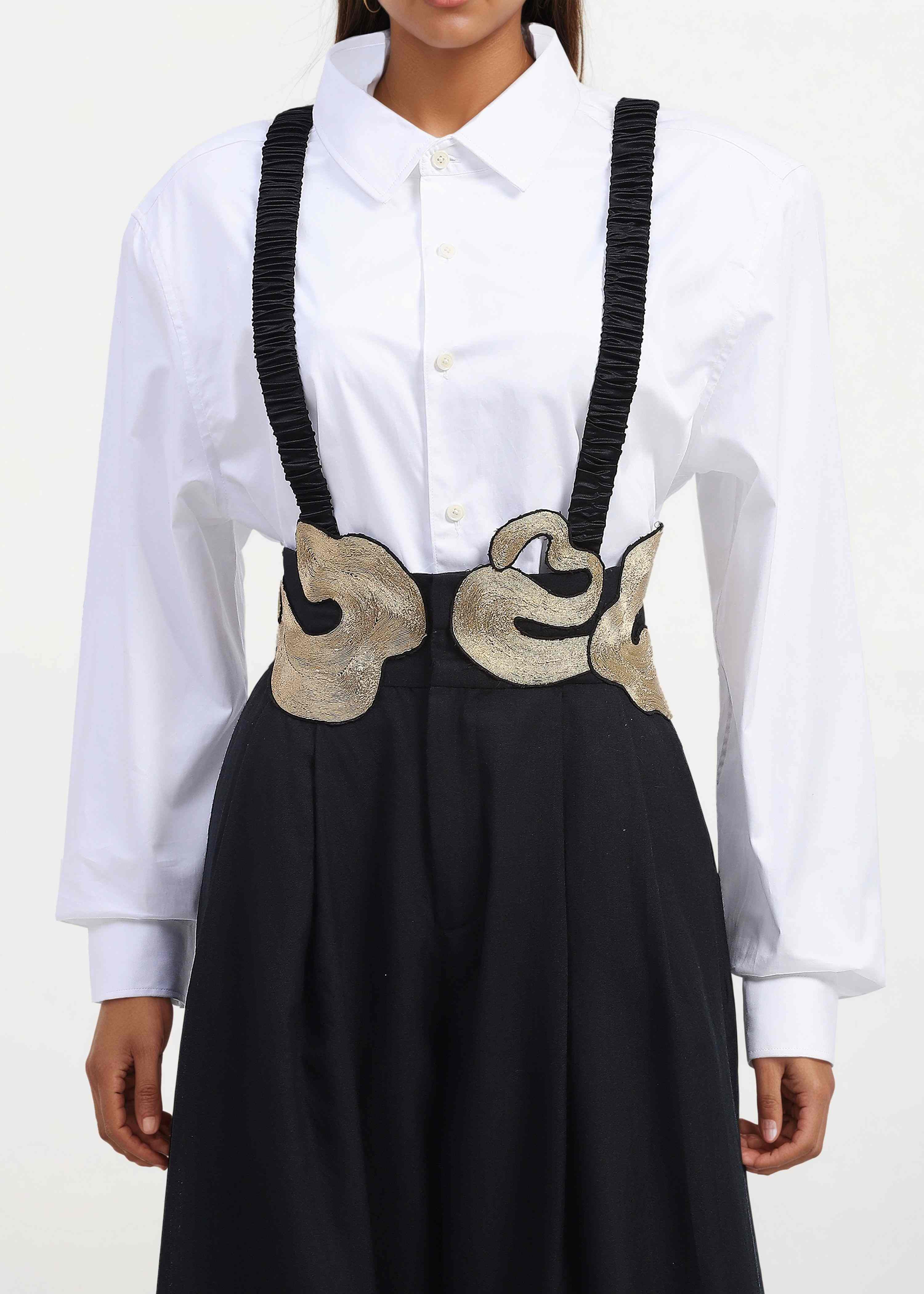 AKOK Black Cotton Suspender Top with Trouser Co-ords