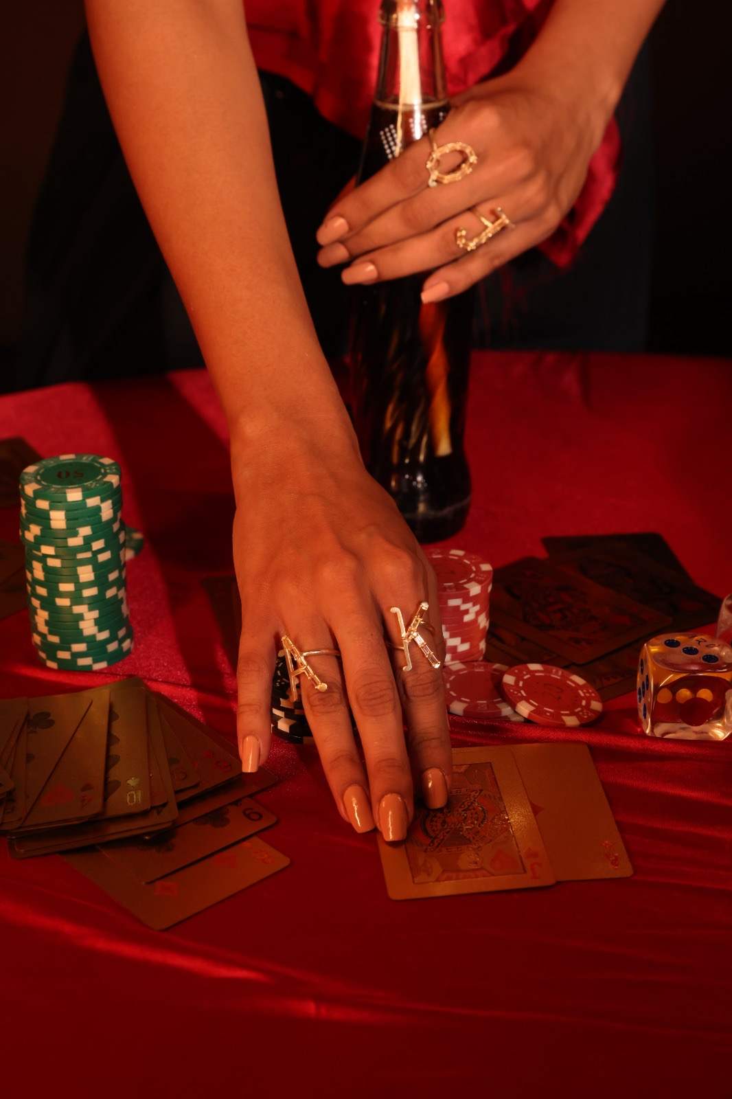 Gold Ace' studded Ring