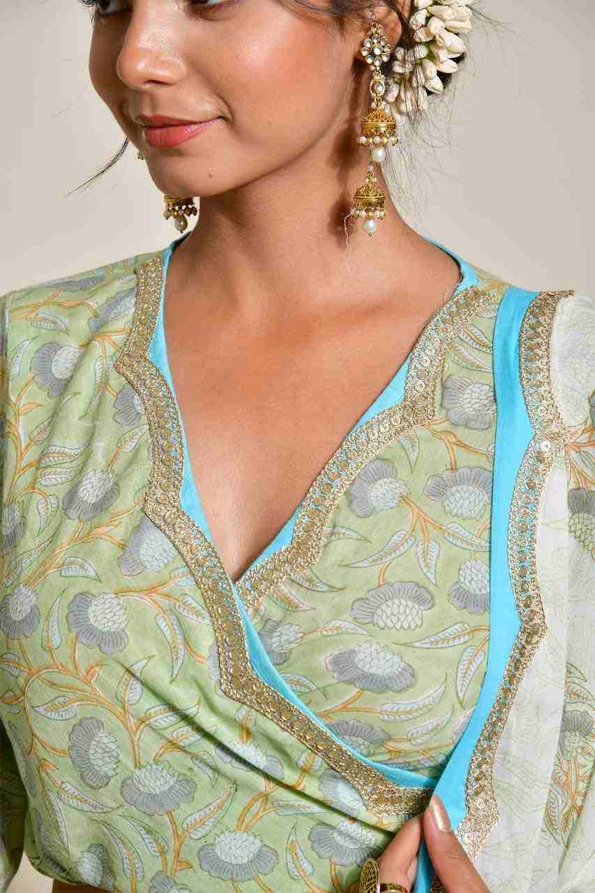 Light Green Skirt Set of 3 - Ethnic Wear for Women by Naksh