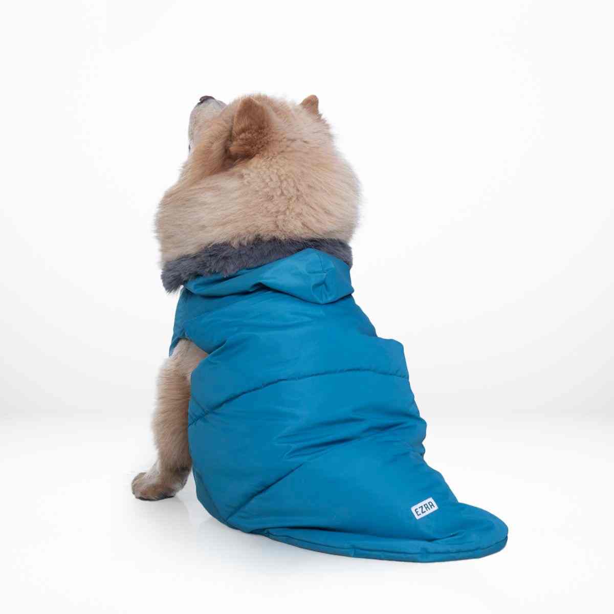 Ezra Fur Winter Jacket for Dogs, Cozy, Ultra Warm, and Water Resistant with Velcro Closure (Red)