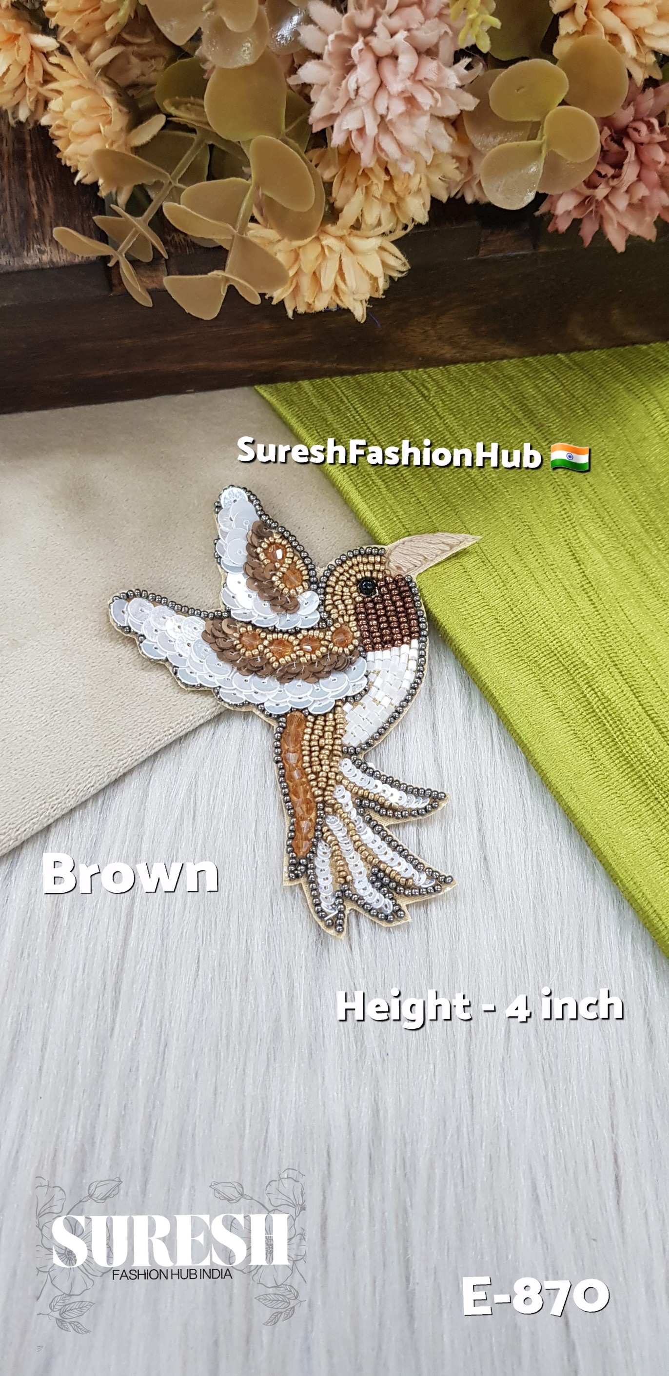 E-870 Brown Left Side Flying Bird Patch