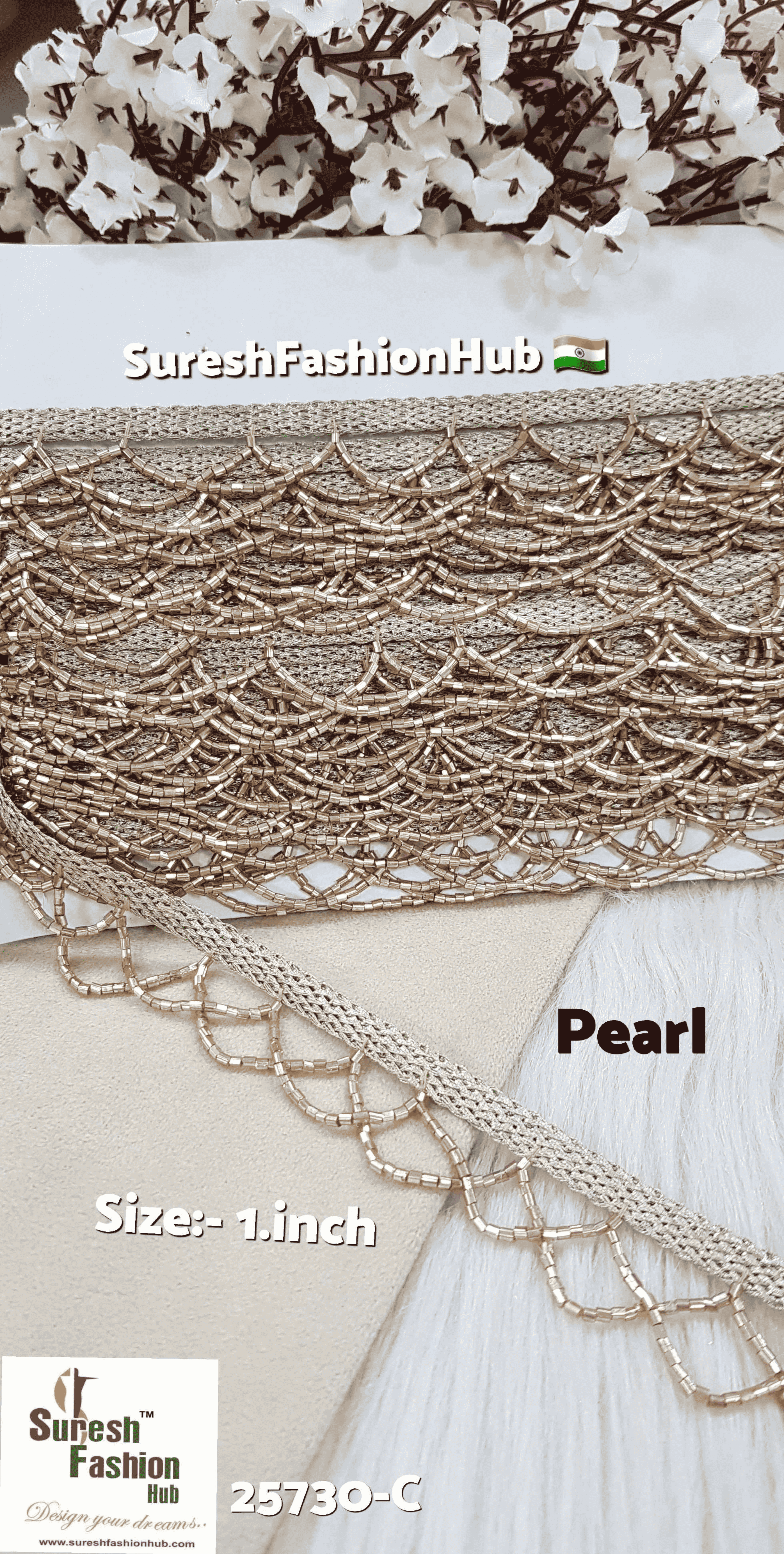 Pearl Scalloped Kaddhana Lace