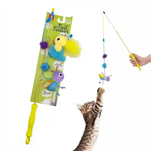 BarkButler Fofos Cat Wand Toy Replaceable Lets Fly Together