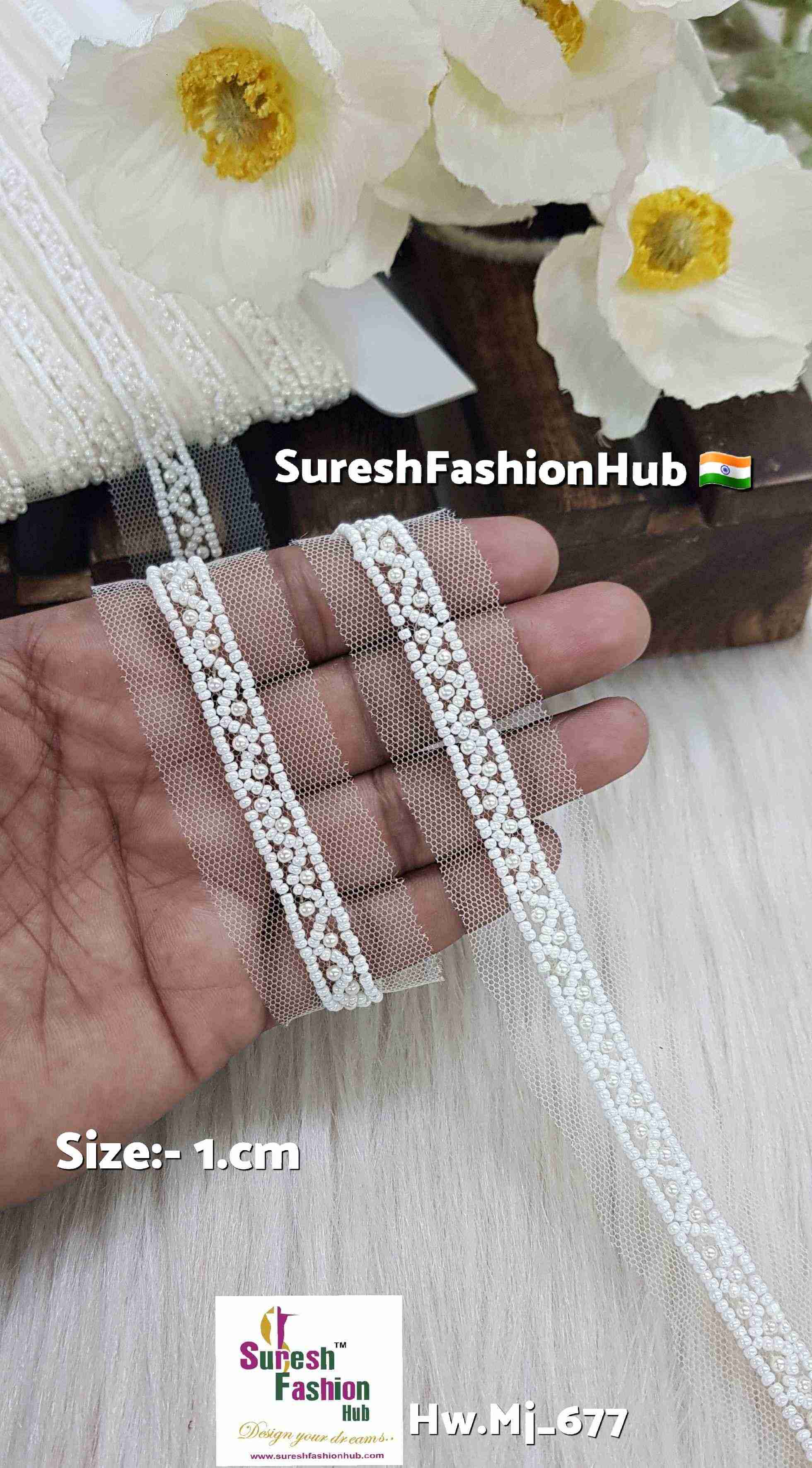 Pearl & Bead Handmade Net Lace