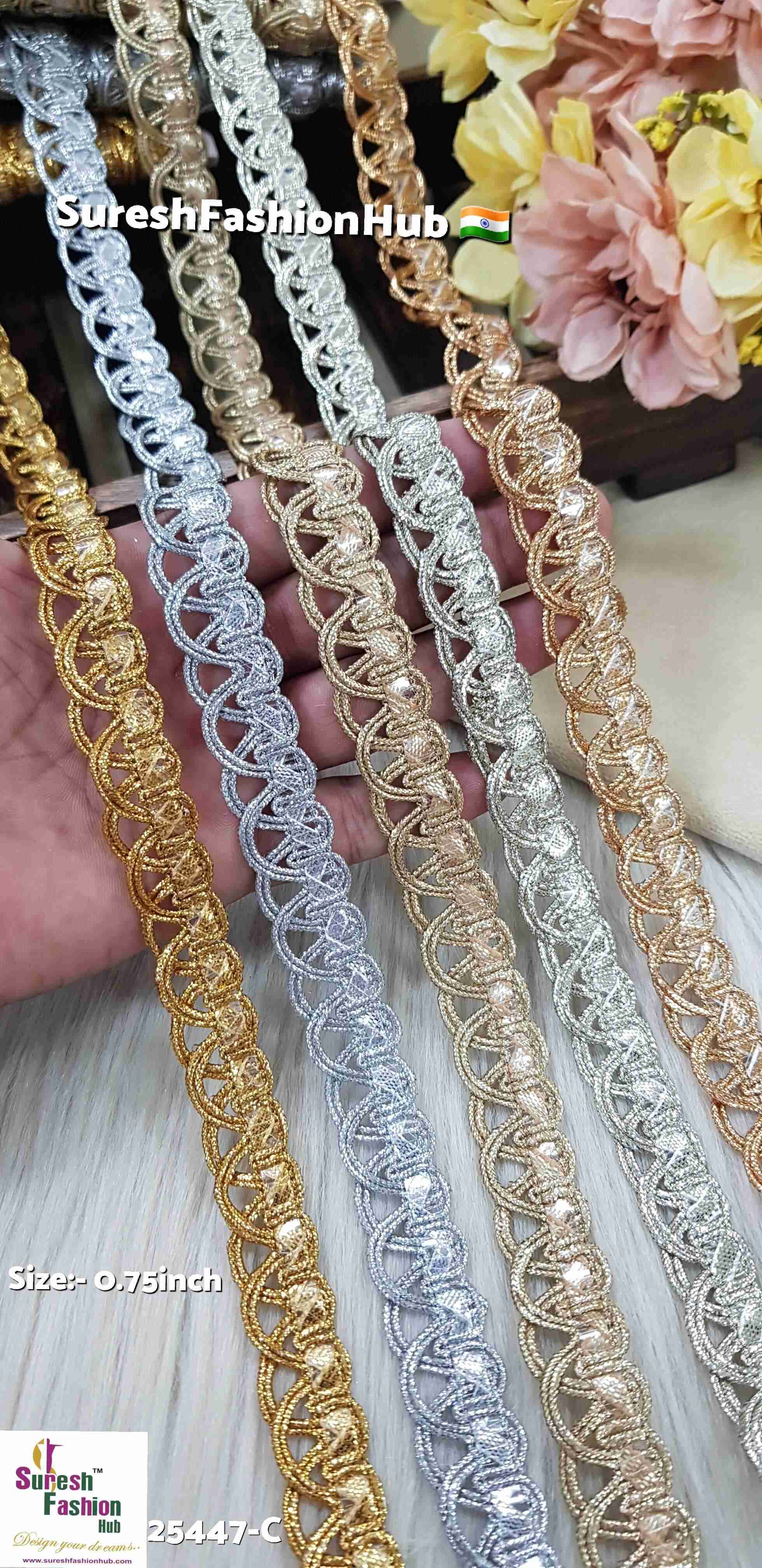 Rose Gold Scalloped Jhalar Cutwork Lace