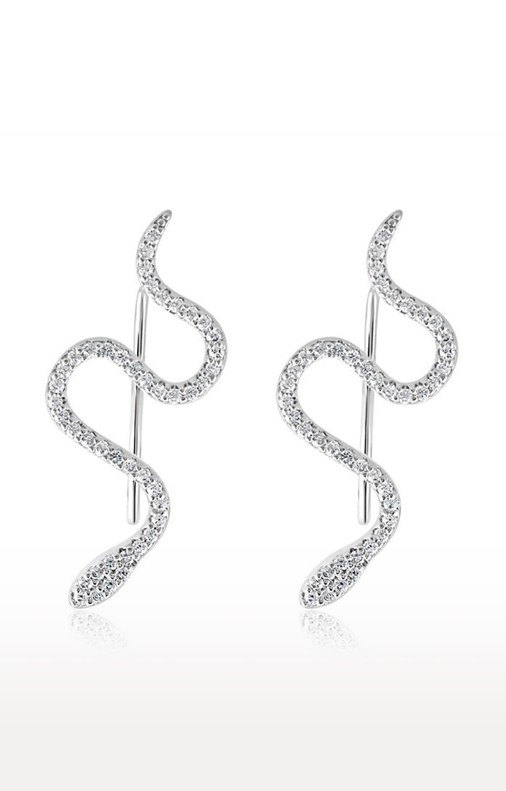 WRAPGAME | Unisex Silver Iced Sarpa Ear Cuffs