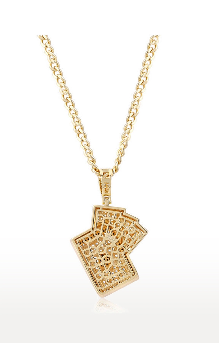 WRAPGAME | Unisex Gold Iced Spade Card Pendant 1