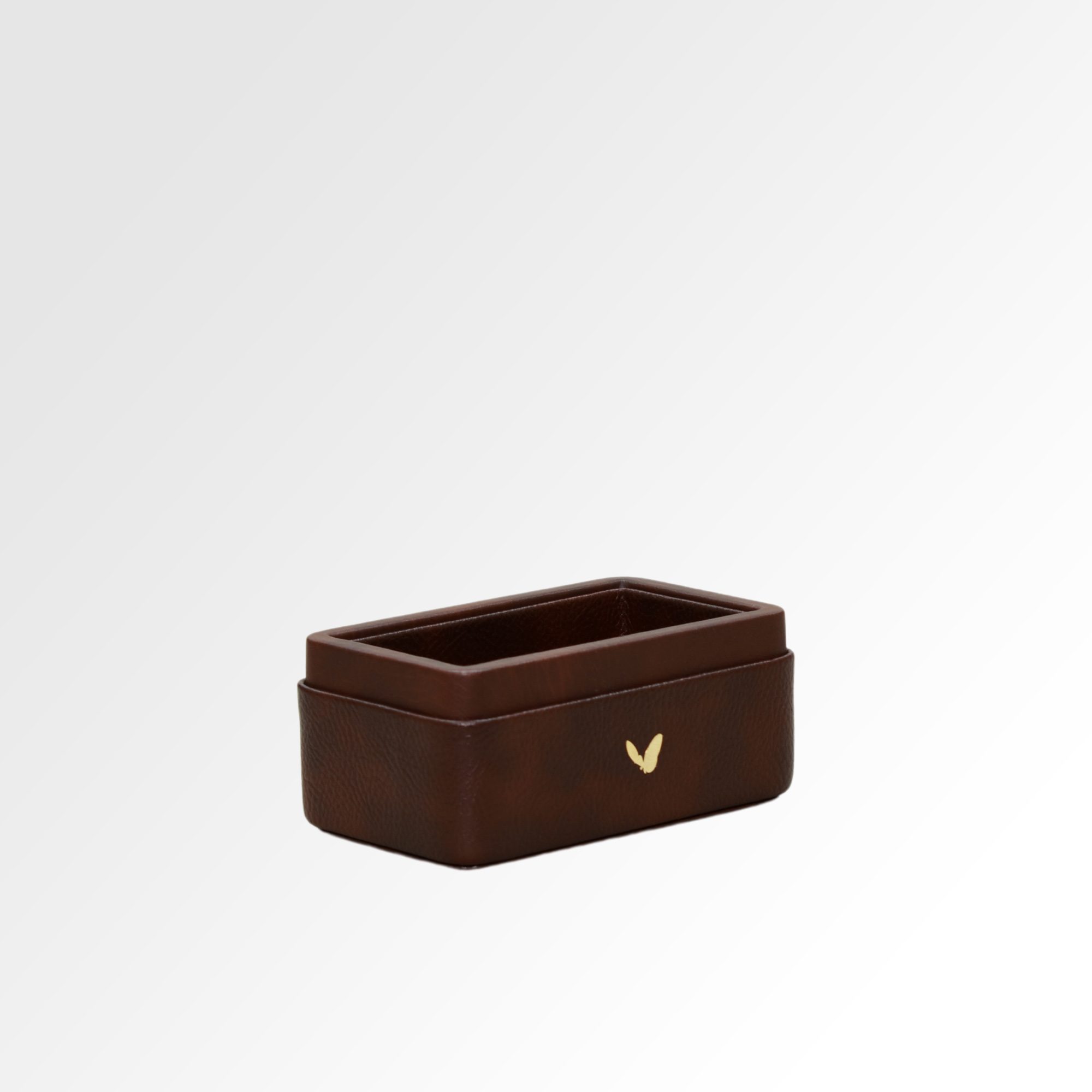 Visiting Card Holder for Desk | Faux Leather | Rectangular | Classic | Brown