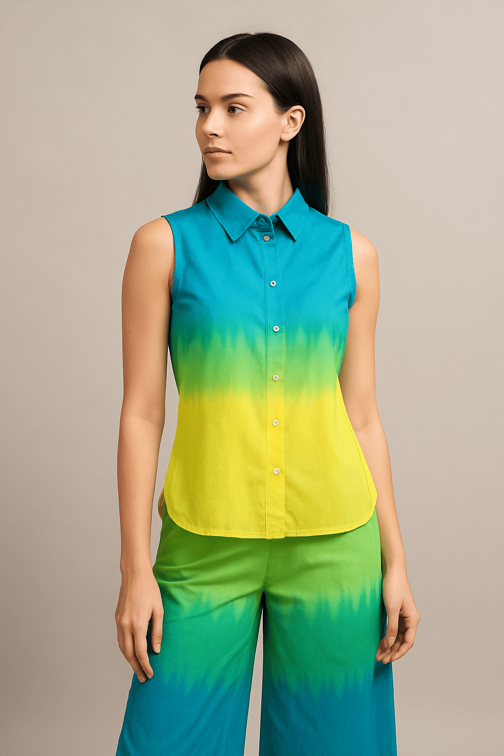 WOMEN'S  TIE AND DYED BEAUTIFUL MINI YELLOW BLUE CO-ORD SETS