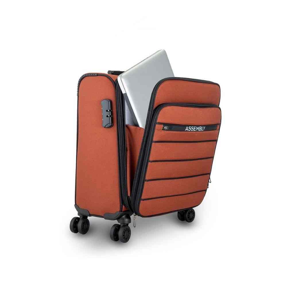 Small Cabin Luggage Trolley Bag Free Packing Kit Rust