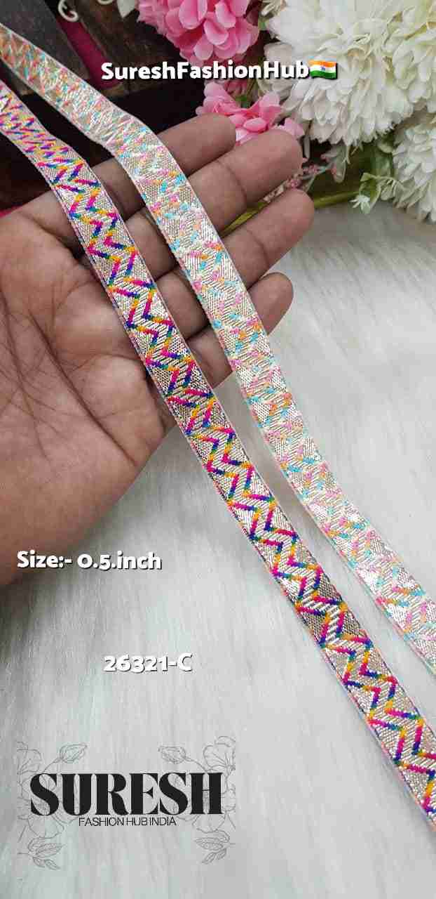 Light Multi Rose Banarasi Needle Gota Lace – 26321-C
