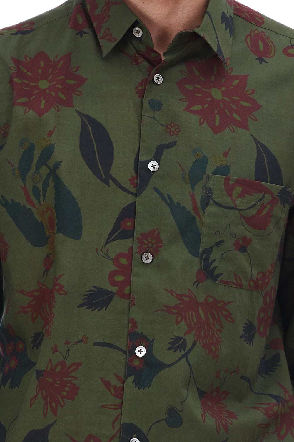 Hand-Printed Floral Regular-Fit Shirt