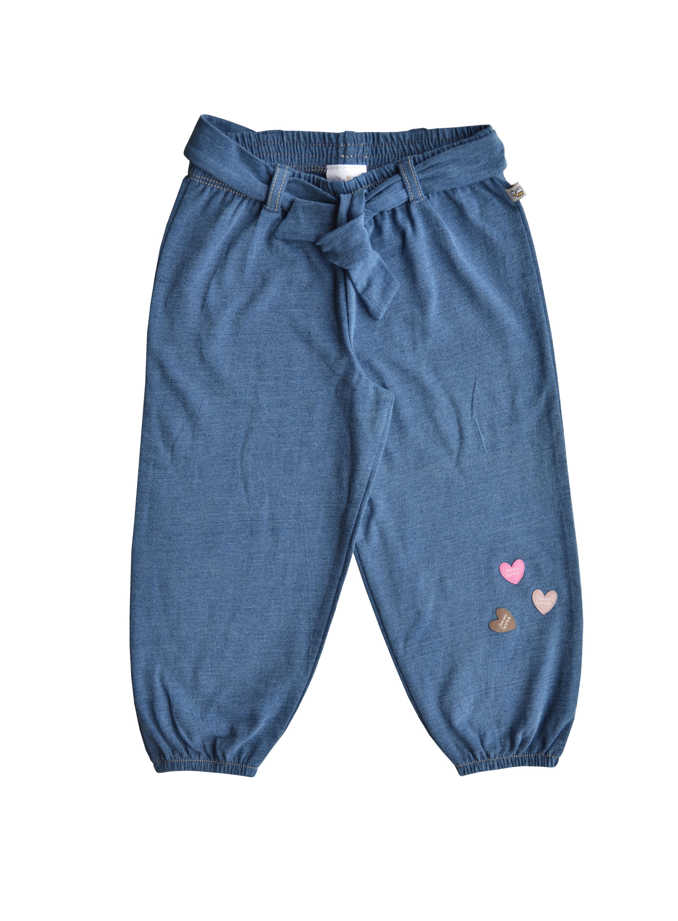 Baby Girl Denim Pant with Belt and Applique (90% Cotton 5% Elasthan)