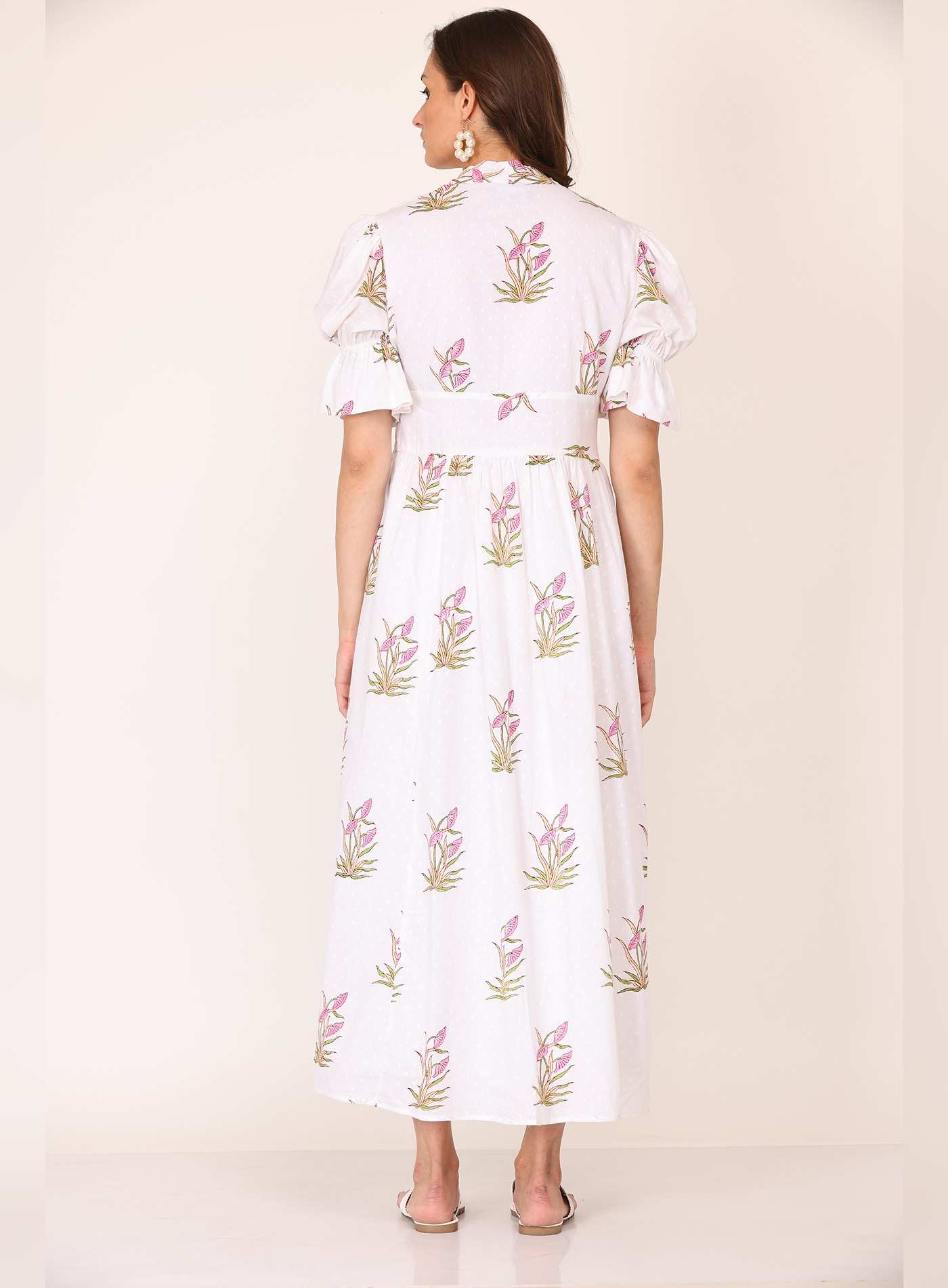 Alice18 Women's Santorini Love Ankle-Length Front-Open Maxi Dress with Half Sleeves