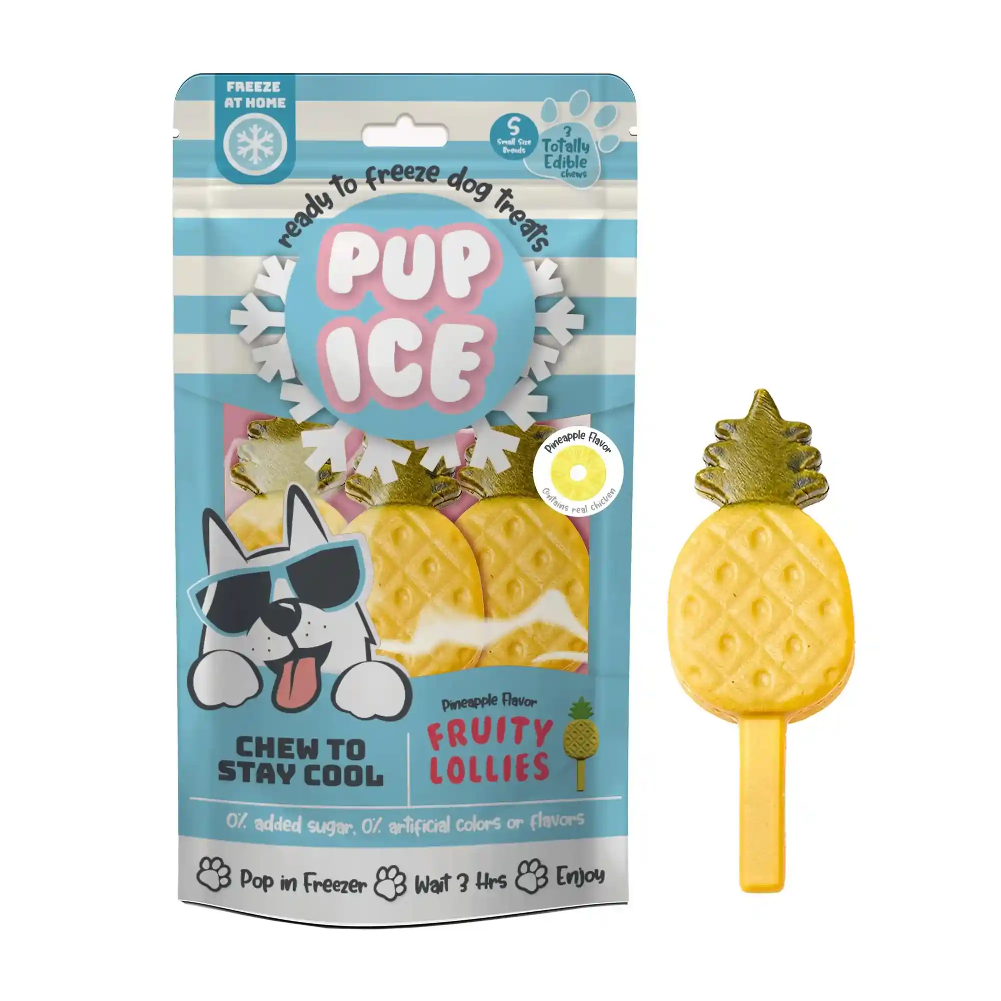 Imaginelles Pup Ice Fruity Ice-cream Stick Pineapples, Dog Treats - 3 Pieces