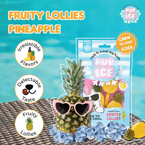 Imaginelles Pup Ice Fruity Ice-cream Stick Pineapples, Dog Treats - 3 Pieces