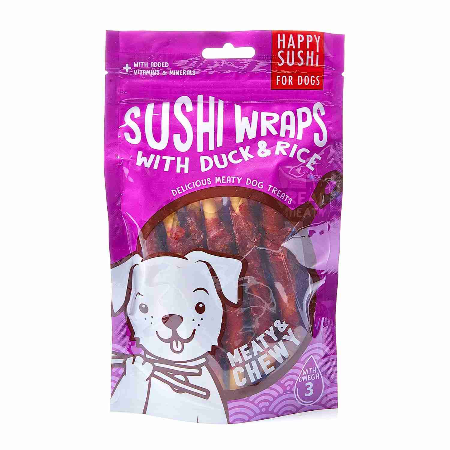 Imaginelles Happy Sushi Wraps With Duck & Rice Meaty Chewy, Dog Treats - 12 Pieces
