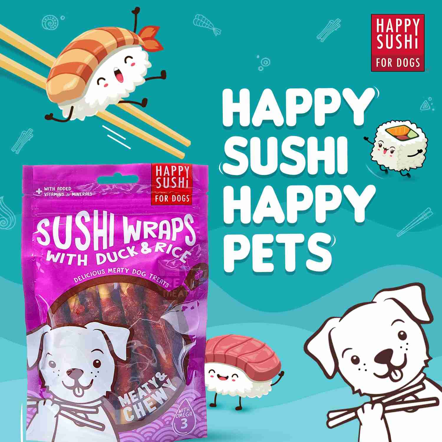 Imaginelles Happy Sushi Wraps With Duck & Rice Meaty Chewy, Dog Treats - 12 Pieces