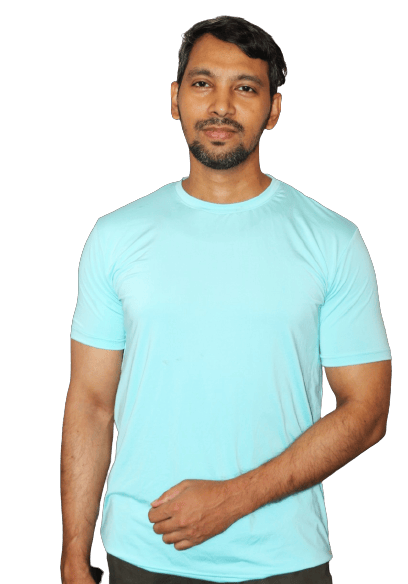 Cyan Round Neck T Shirt