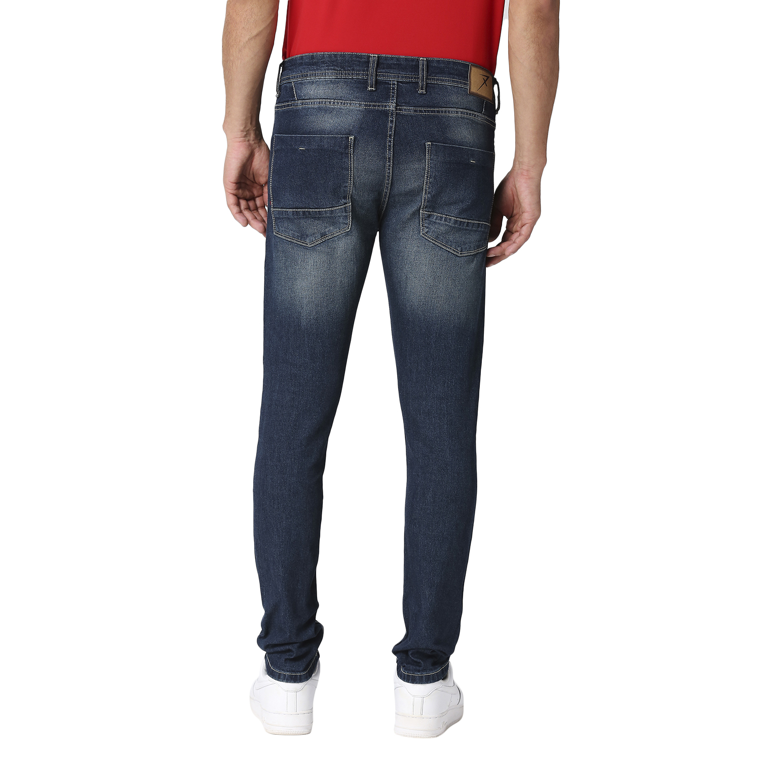 Indigen X Mens Dark Blue Skinny Jeans