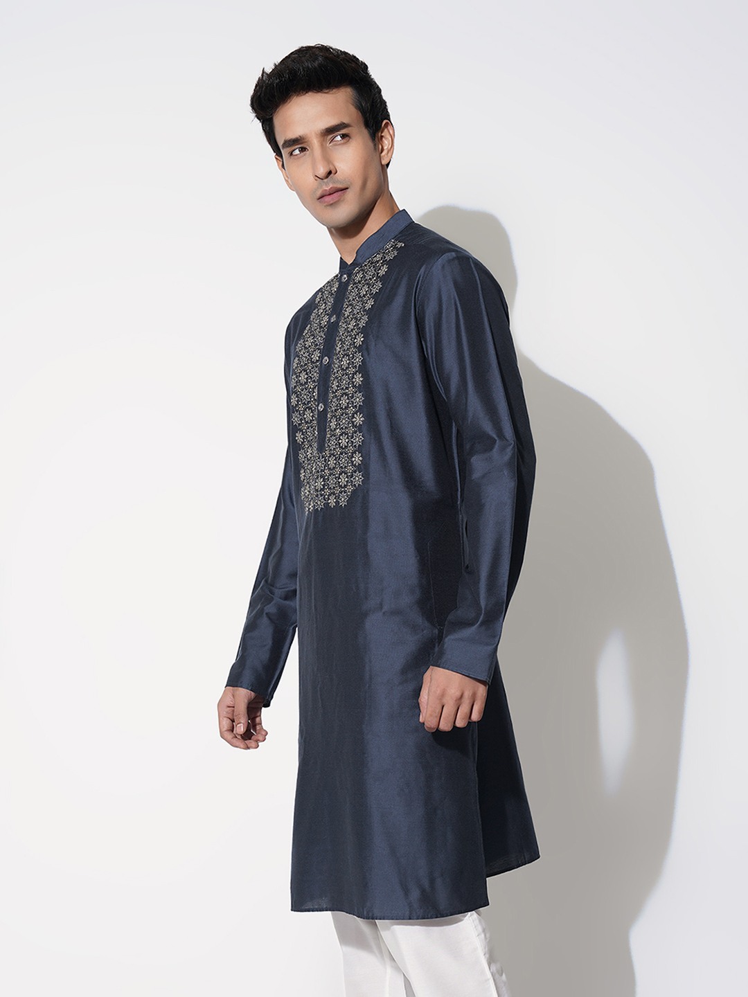 Solid Navy Kurta
