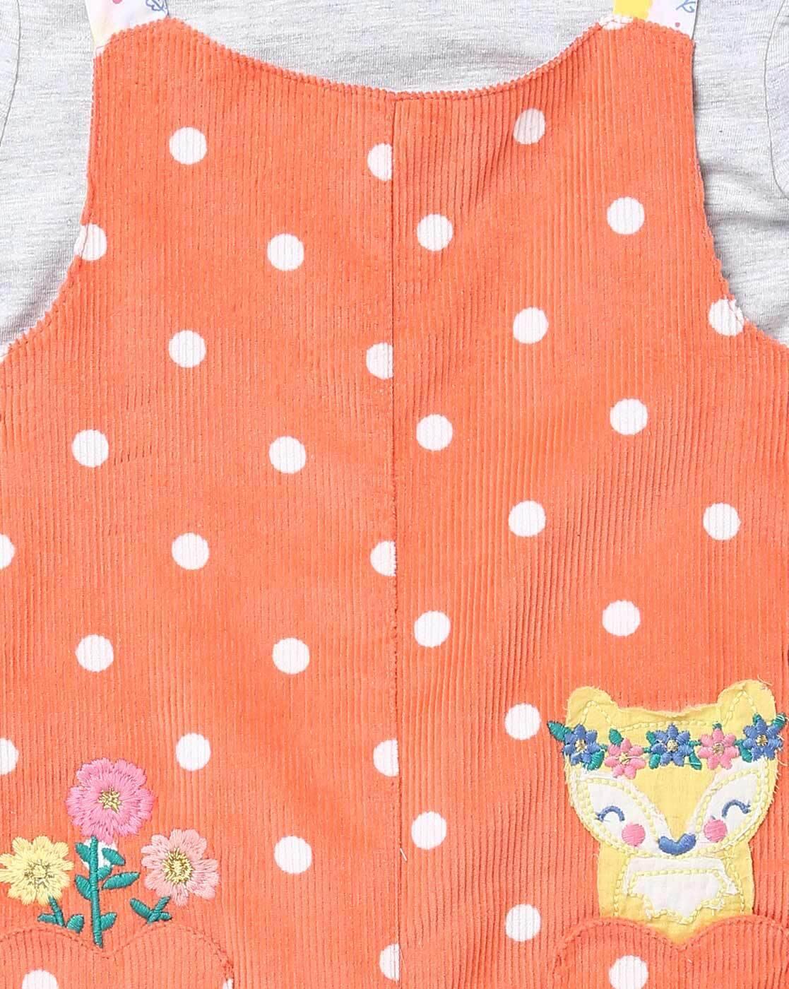 INF FRENDZ | Polka-Dot Print Dungarees with T-shirt|5