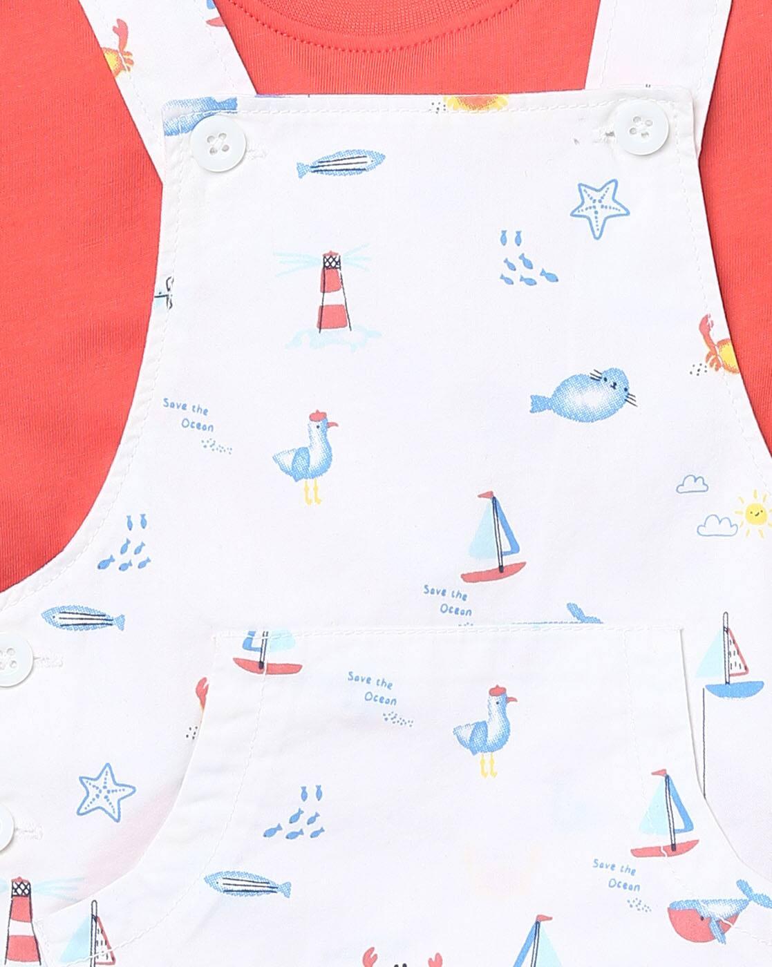 INF FRENDZ | Printed Dungarees & Crew-Neck T-shirt Set|5