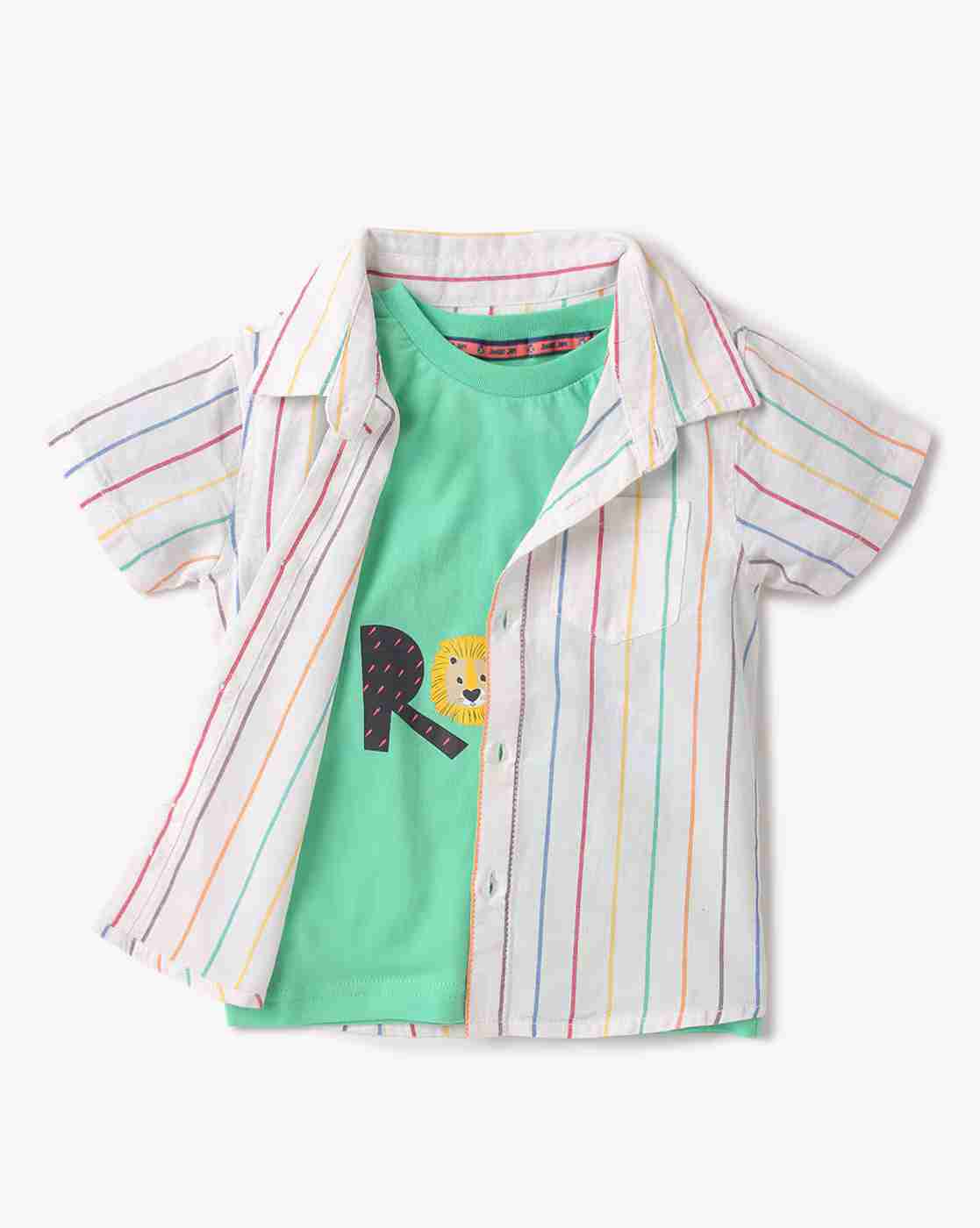 INF FRENDZ | Graphic Print Crew-Neck T-Shirt with Shirt|0