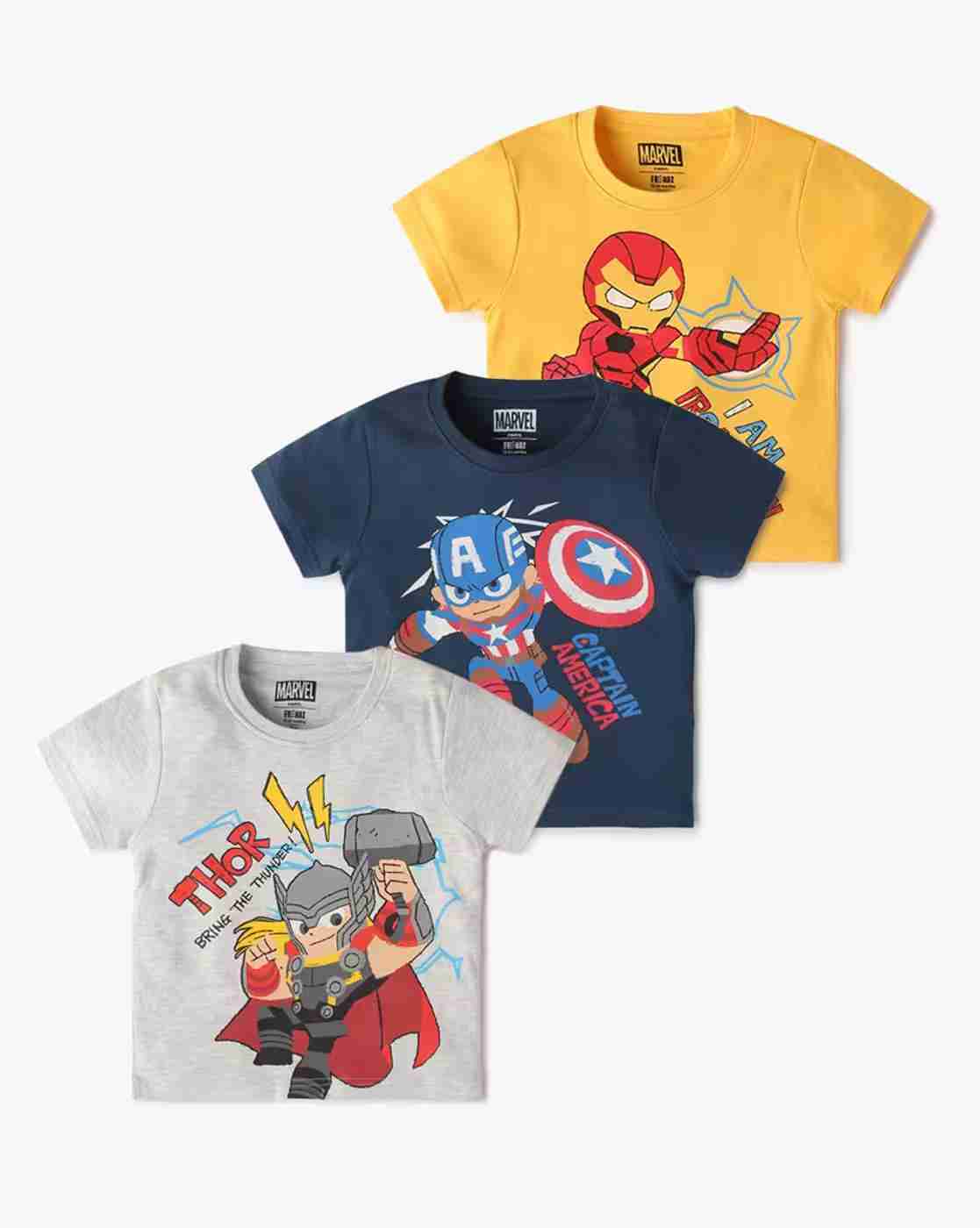 INF FRENDZ | Pack of 3 Marvel Print Crew-Neck T-Shirts|0