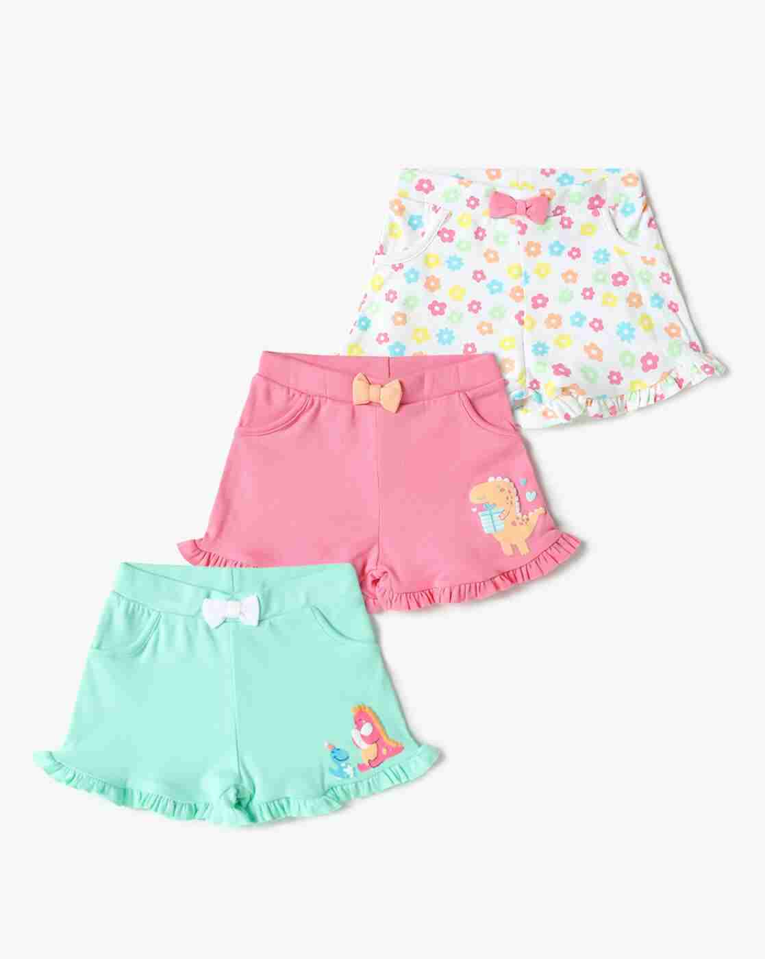 INF FRENDZ | Girls Pack of 3 Printed Cotton Shorts|0