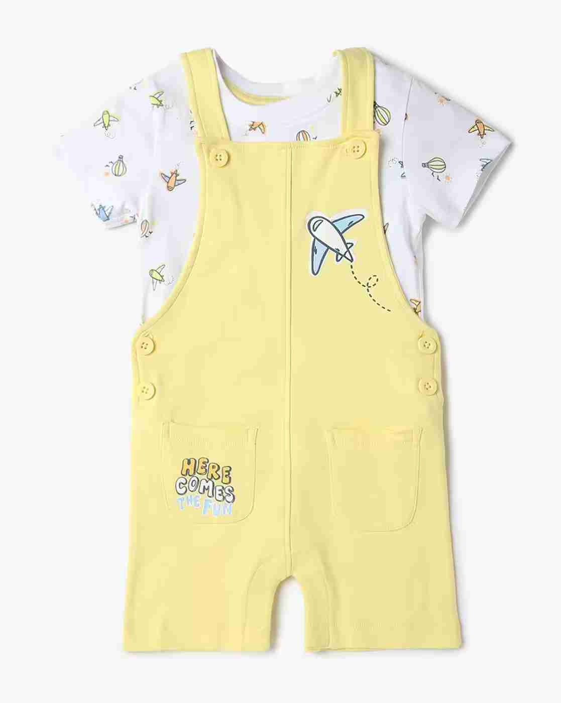 Printed Regular Fit Dungaree & T-Shirt Set