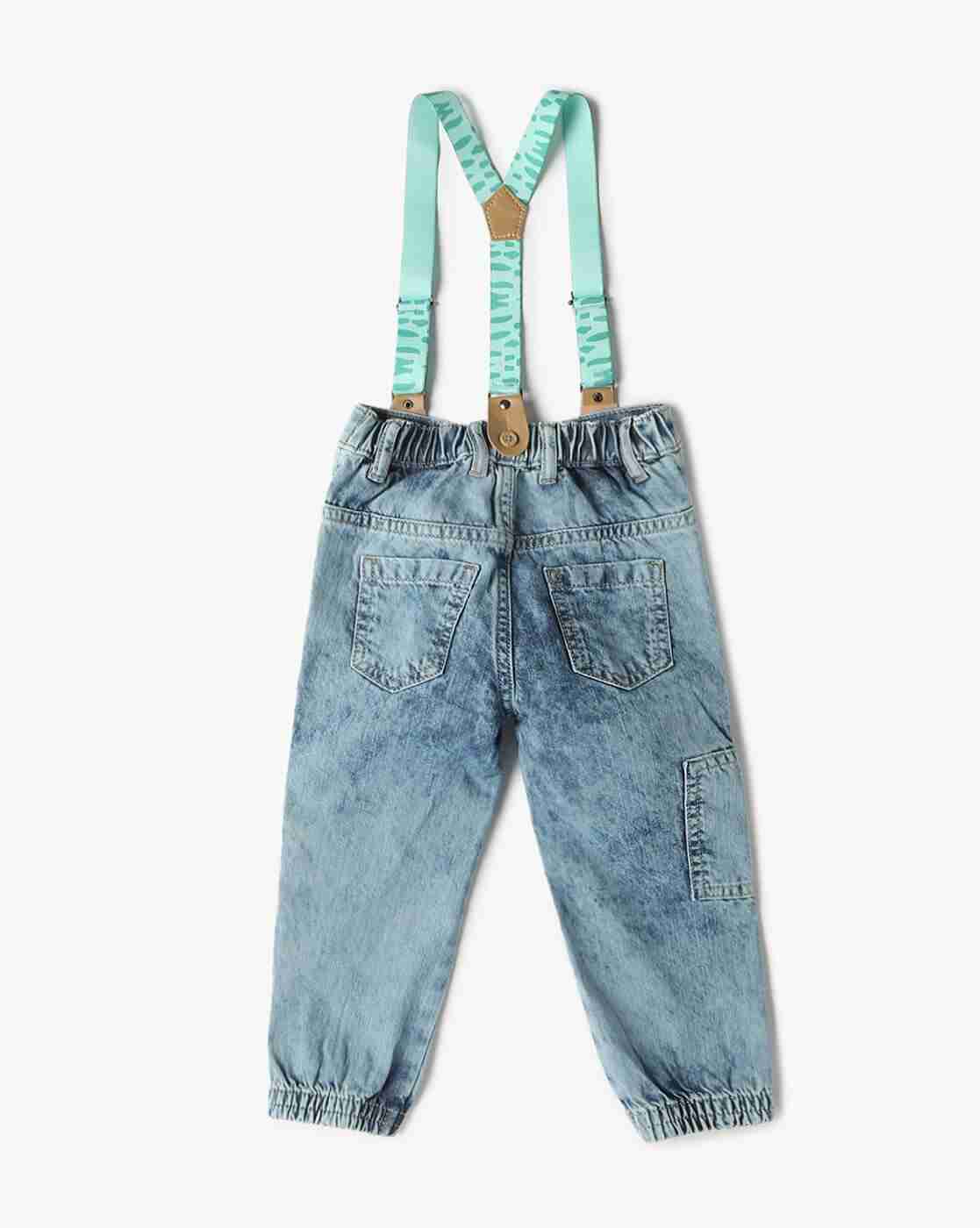 INF FRENDZ | Mid-Wash Regular Fit Jeans with Suspenders|1