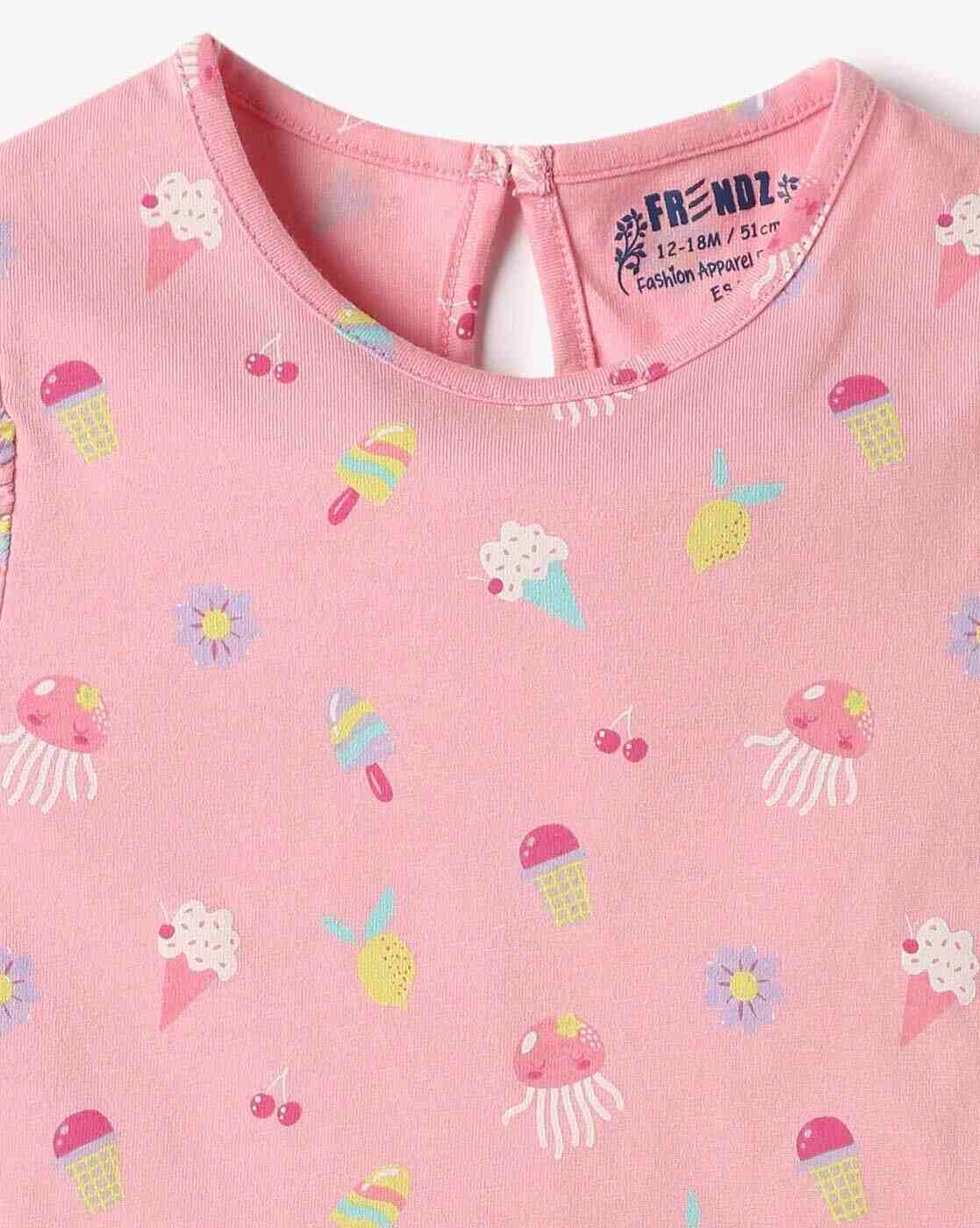 INF FRENDZ | Printed T-Shirt & Applique Dungaree Set|5