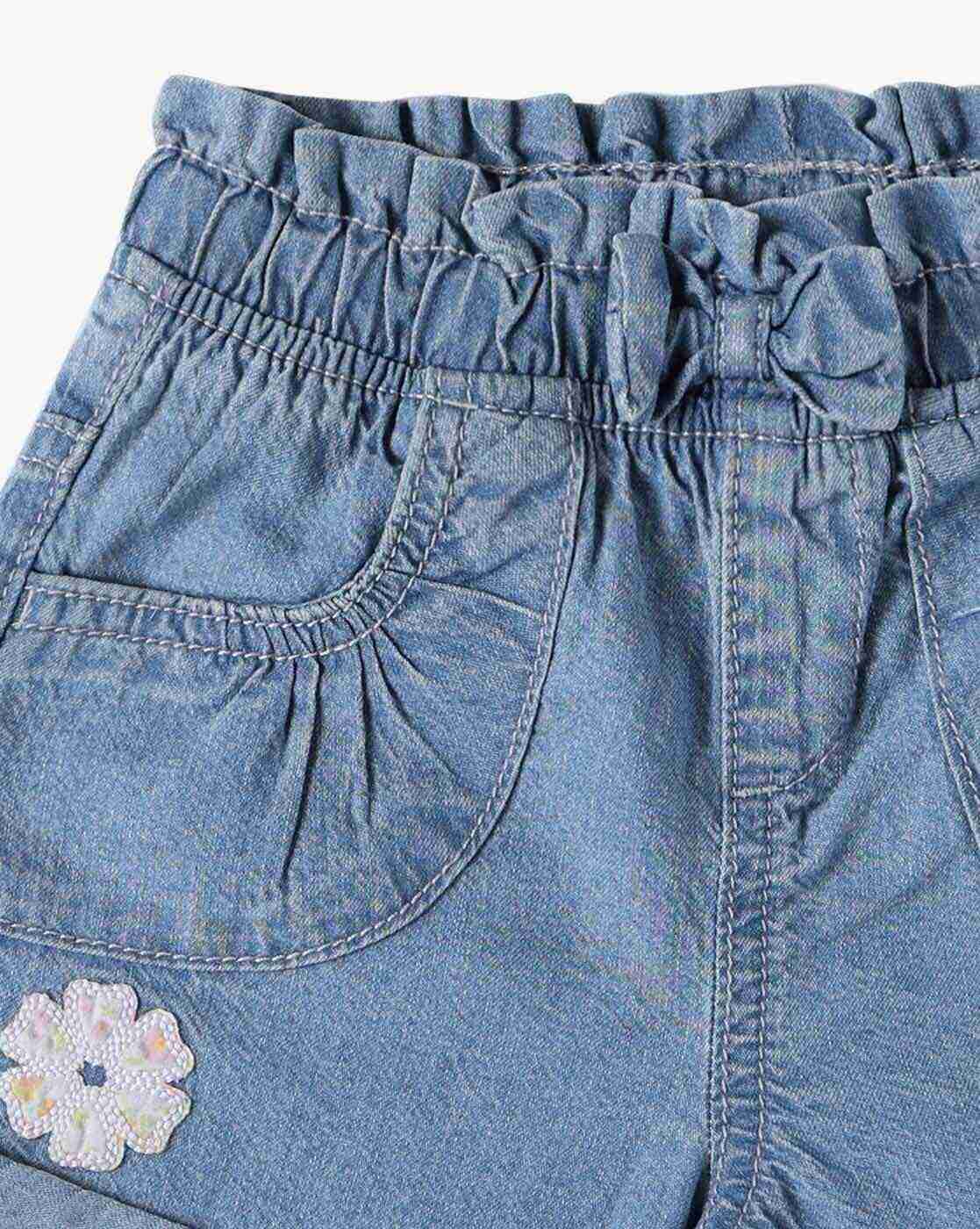 INF FRENDZ | Girls Regular Fit Shorts with Floral Applique|2