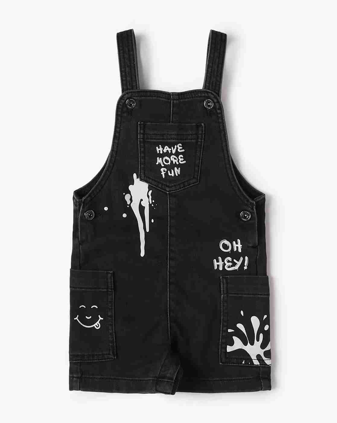 INF FRENDZ | Boys Typographic Print Regular Fit Dungaree with T-Shirt|3