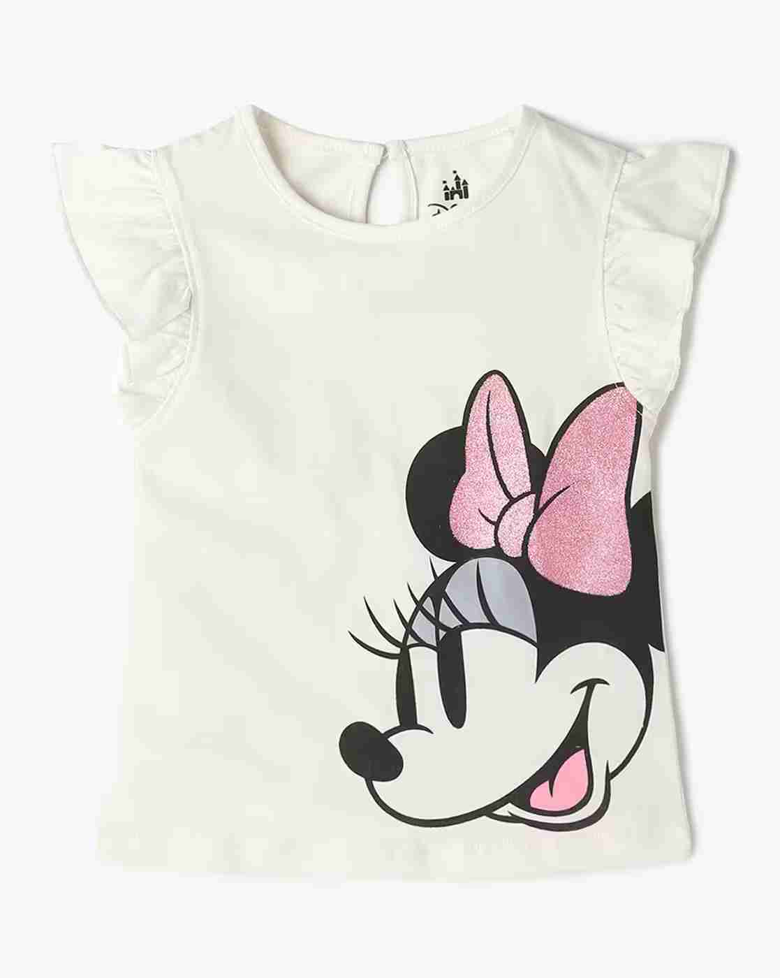 INF FRENDZ | Girls Mickey Mouse Print Crew-Neck T-Shirt|0