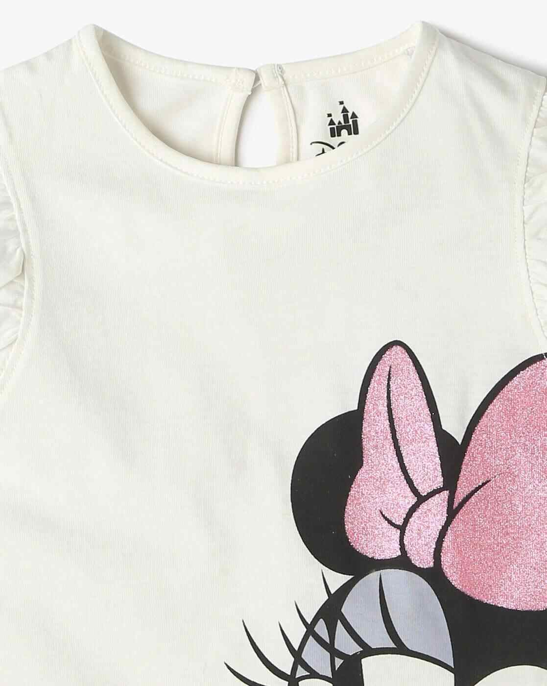 INF FRENDZ | Girls Mickey Mouse Print Crew-Neck T-Shirt|2