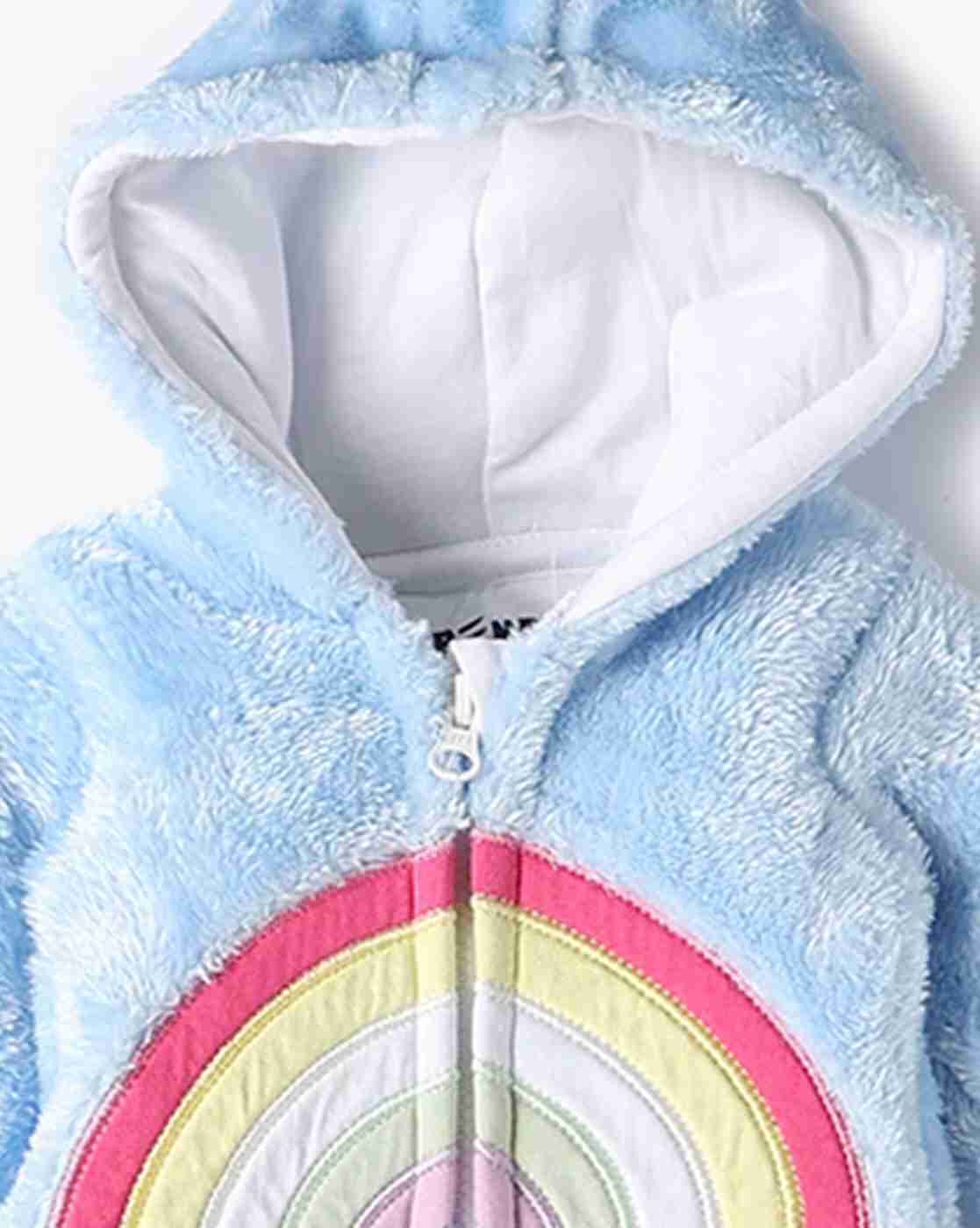 INF FRENDZ | Girls Embroidered Fur Hooded Romper|2
